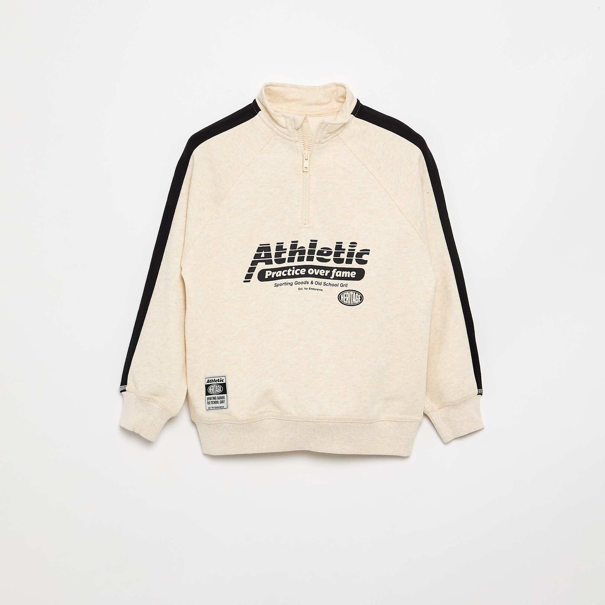 Zip-Neck Sweatshirt BEIGE