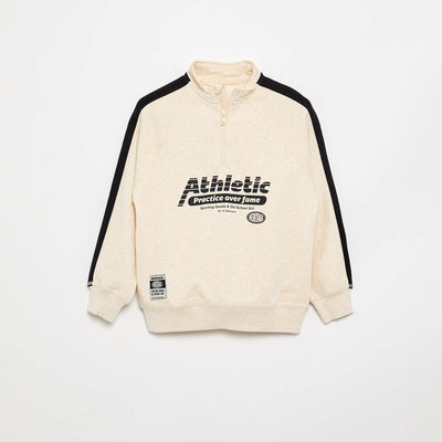 Zip-Neck Sweatshirt BEIGE