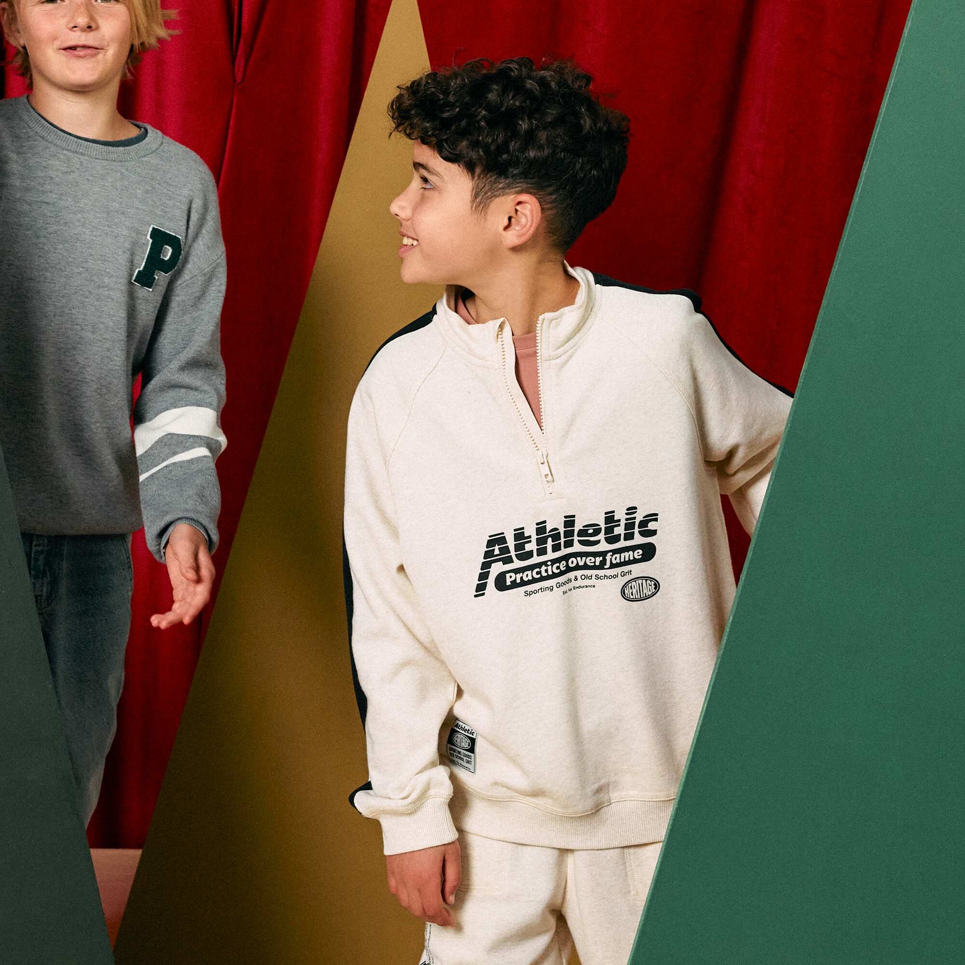 Zip-Neck Sweatshirt BEIGE
