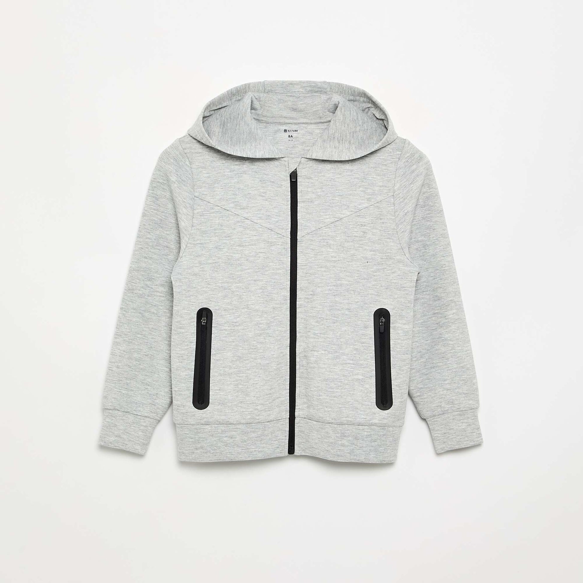 Zipped Hooded Sweatshirt with 2 Zip Pockets GREY