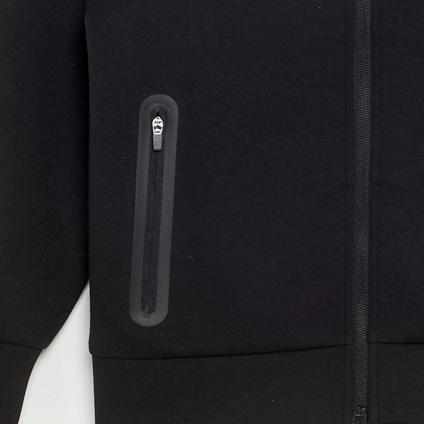 Zipped Hooded Sweatshirt with 2 Zip Pockets BLACK