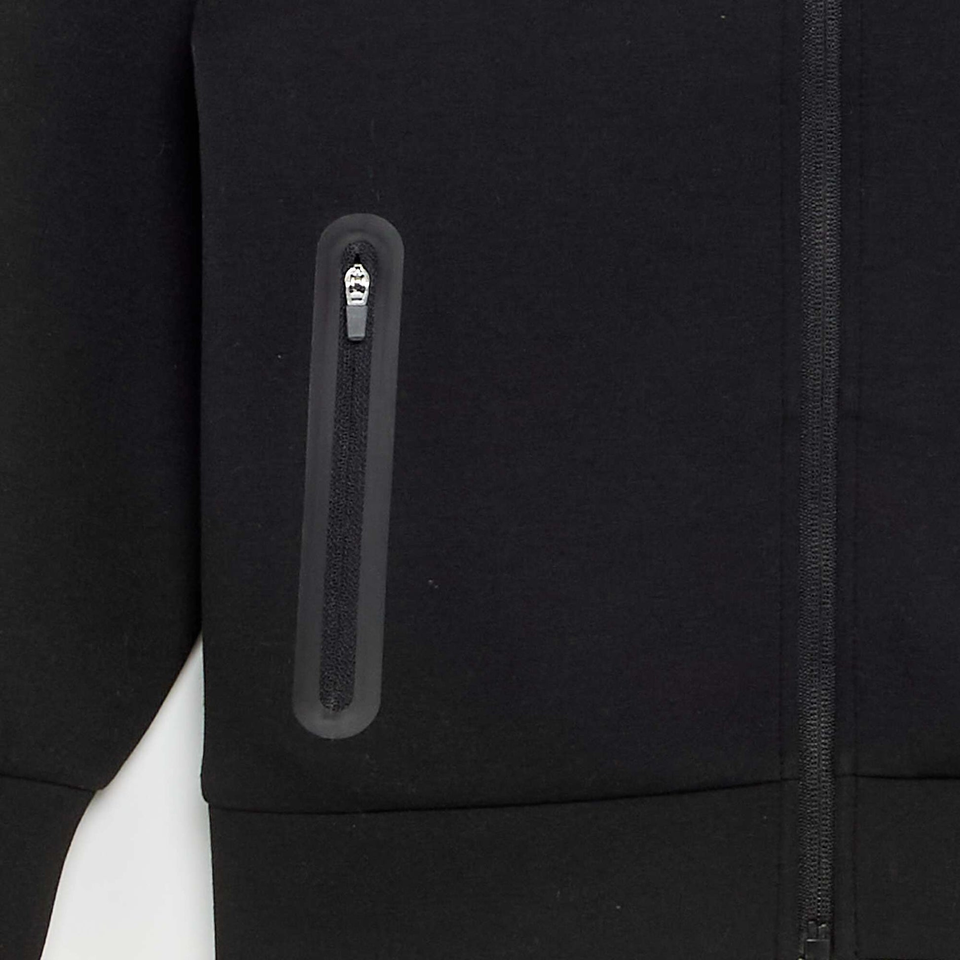 Zipped Hooded Sweatshirt with 2 Zip Pockets BLACK