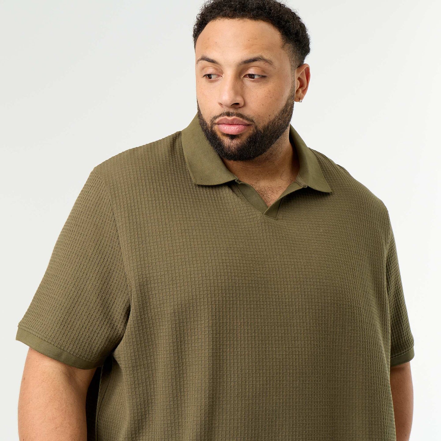 Men's Short-Sleeved Honeycomb Polo Shirt KHAKI