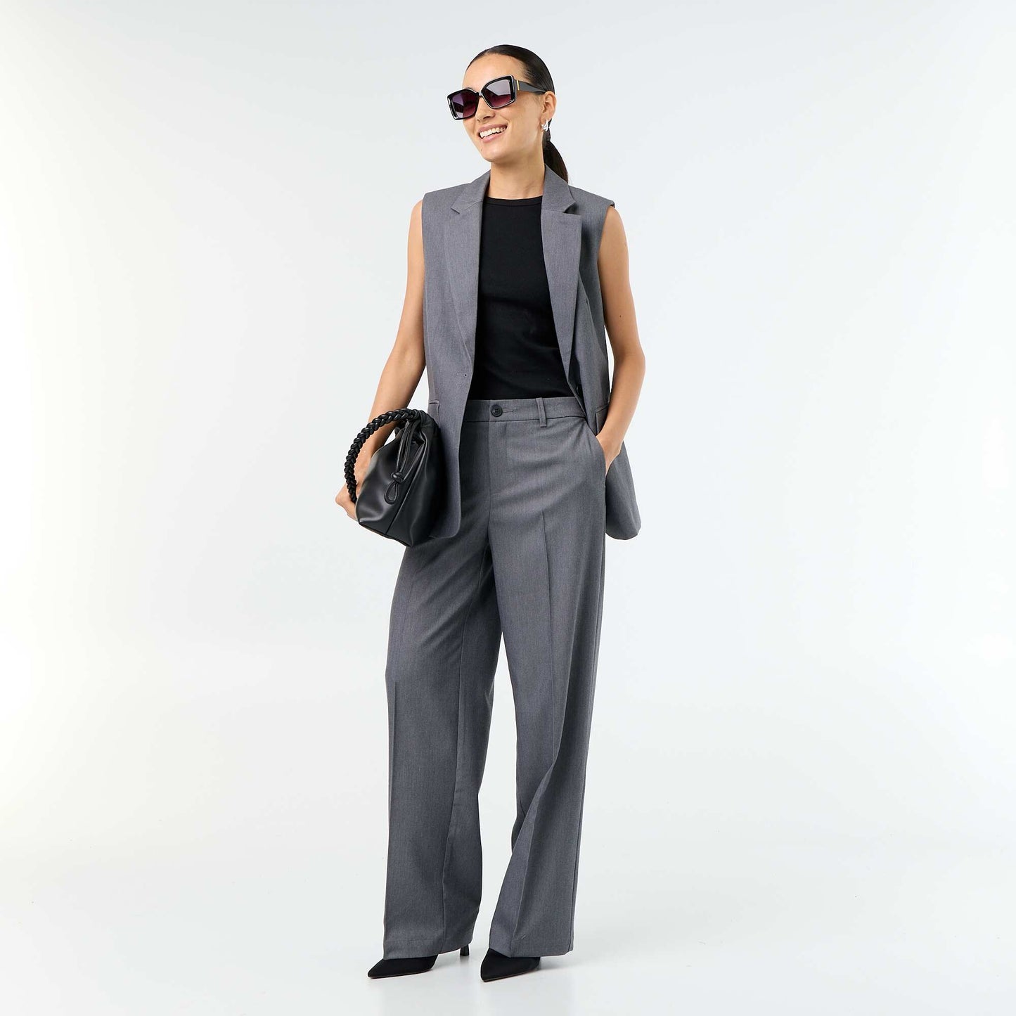 Long sleeveless jacket GREY