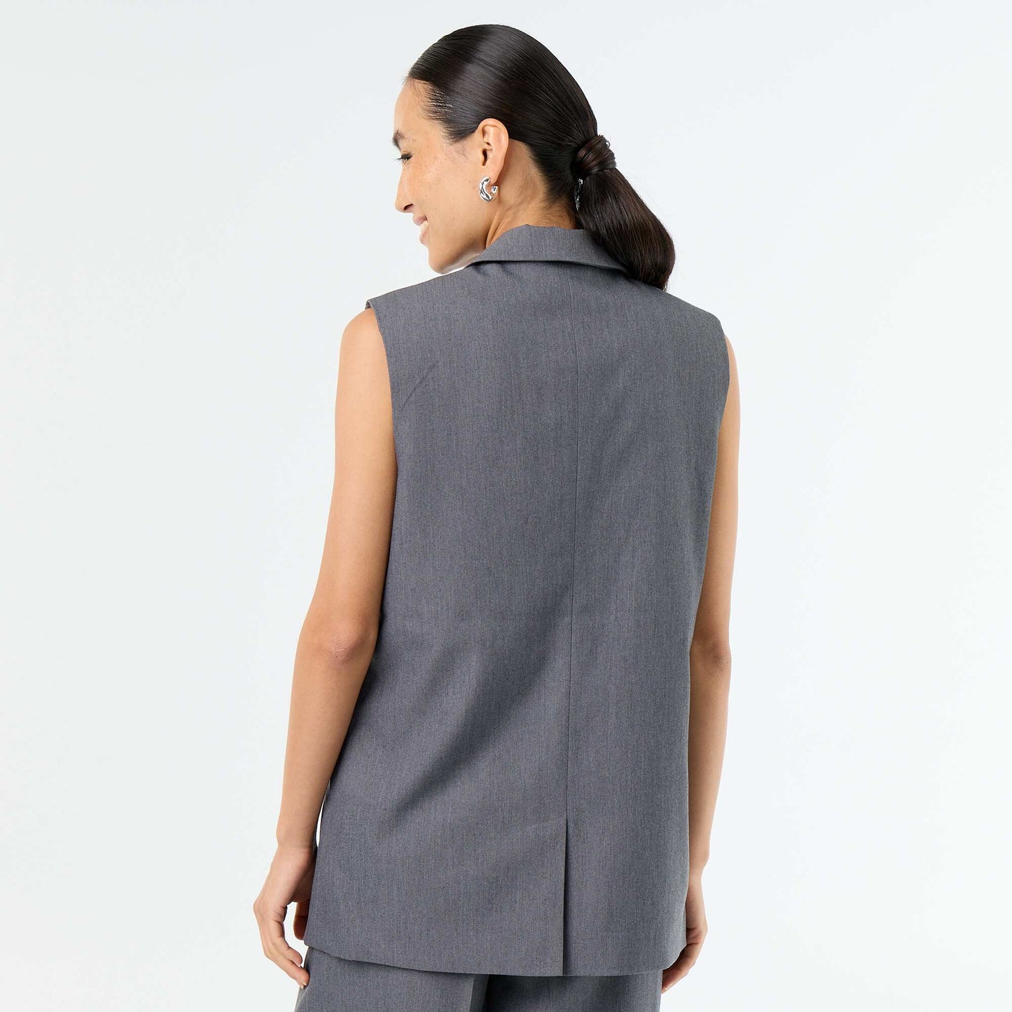 Long sleeveless jacket GREY