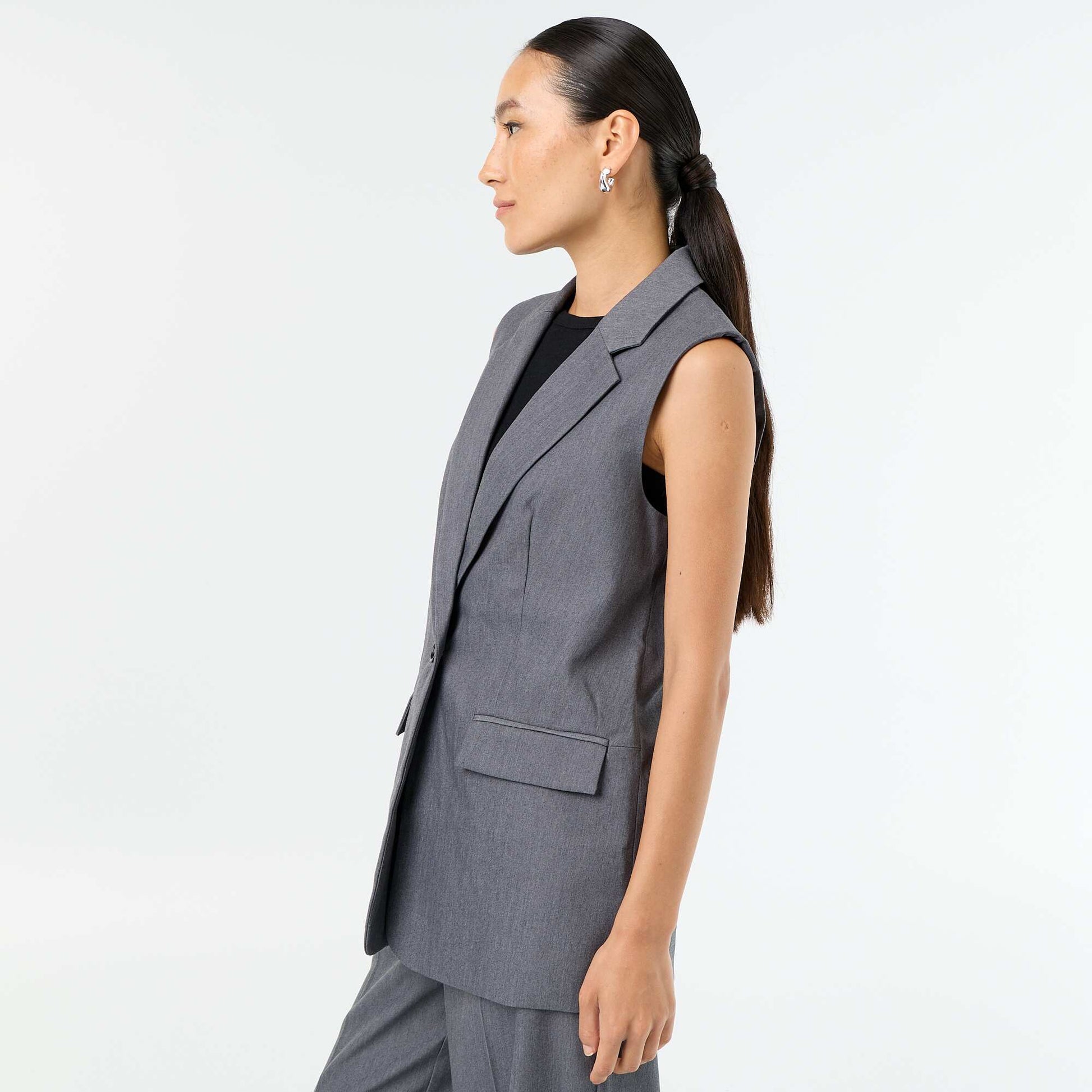 Long sleeveless jacket GREY