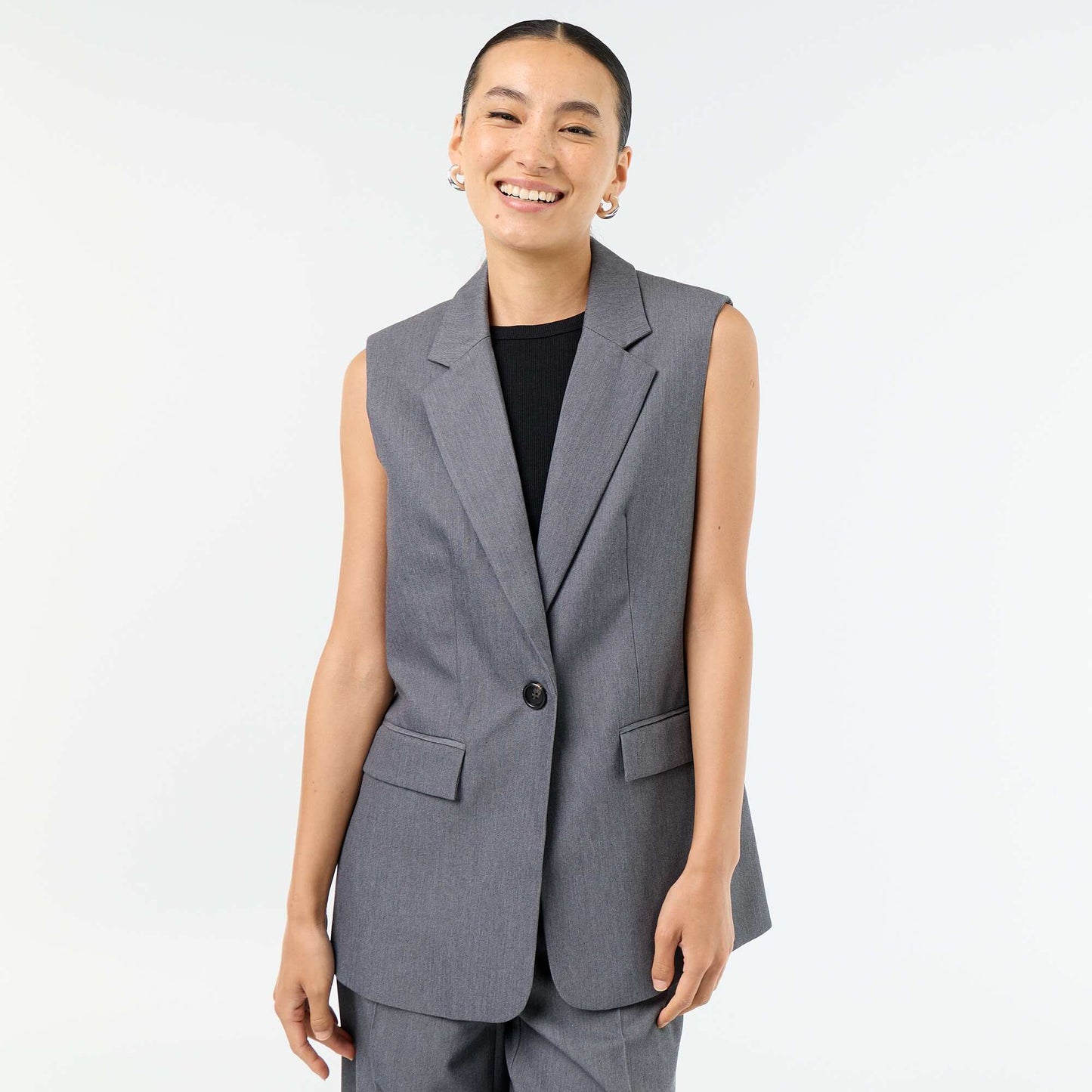 Long sleeveless jacket GREY