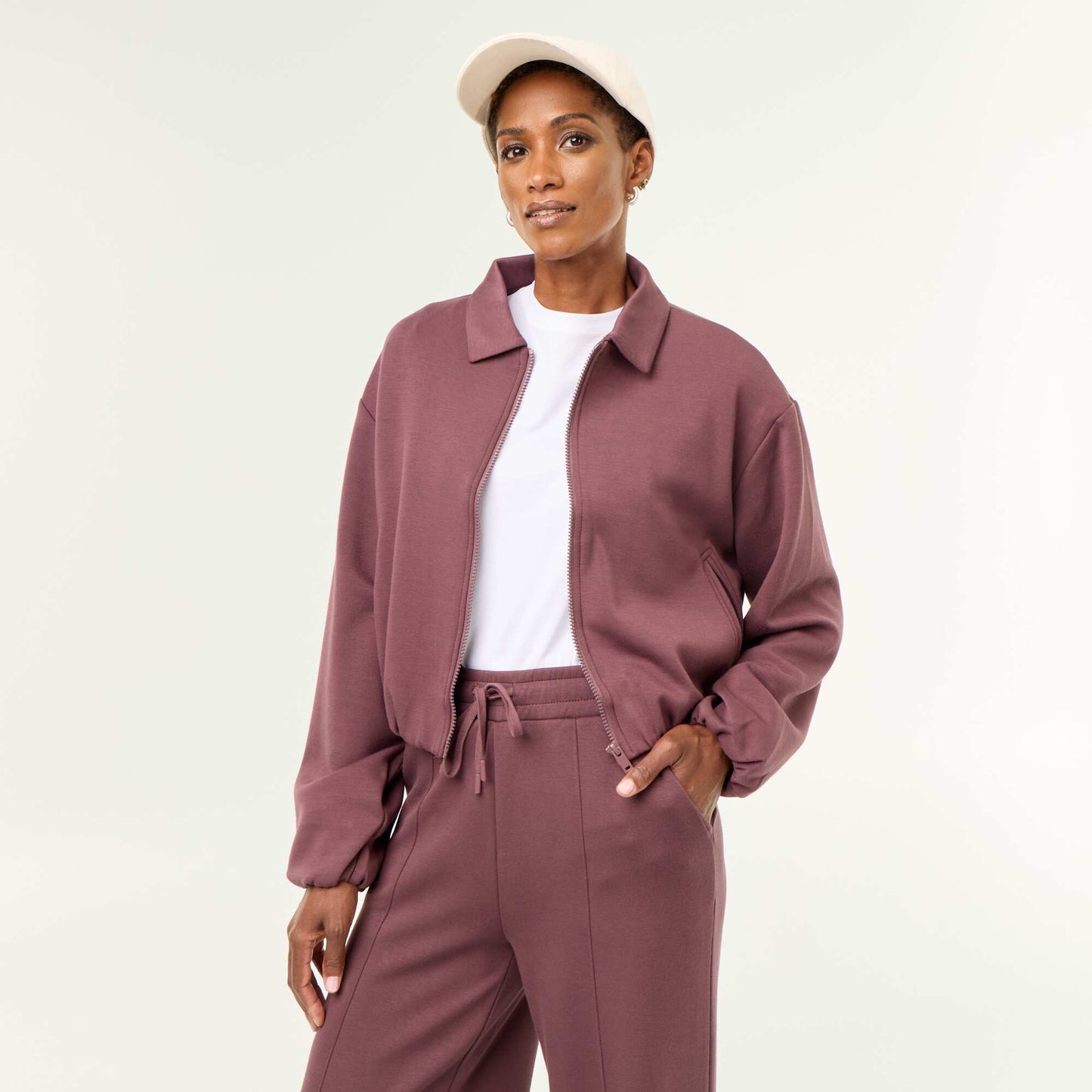 Collared Zip-Up Sweatshirt PURPLE