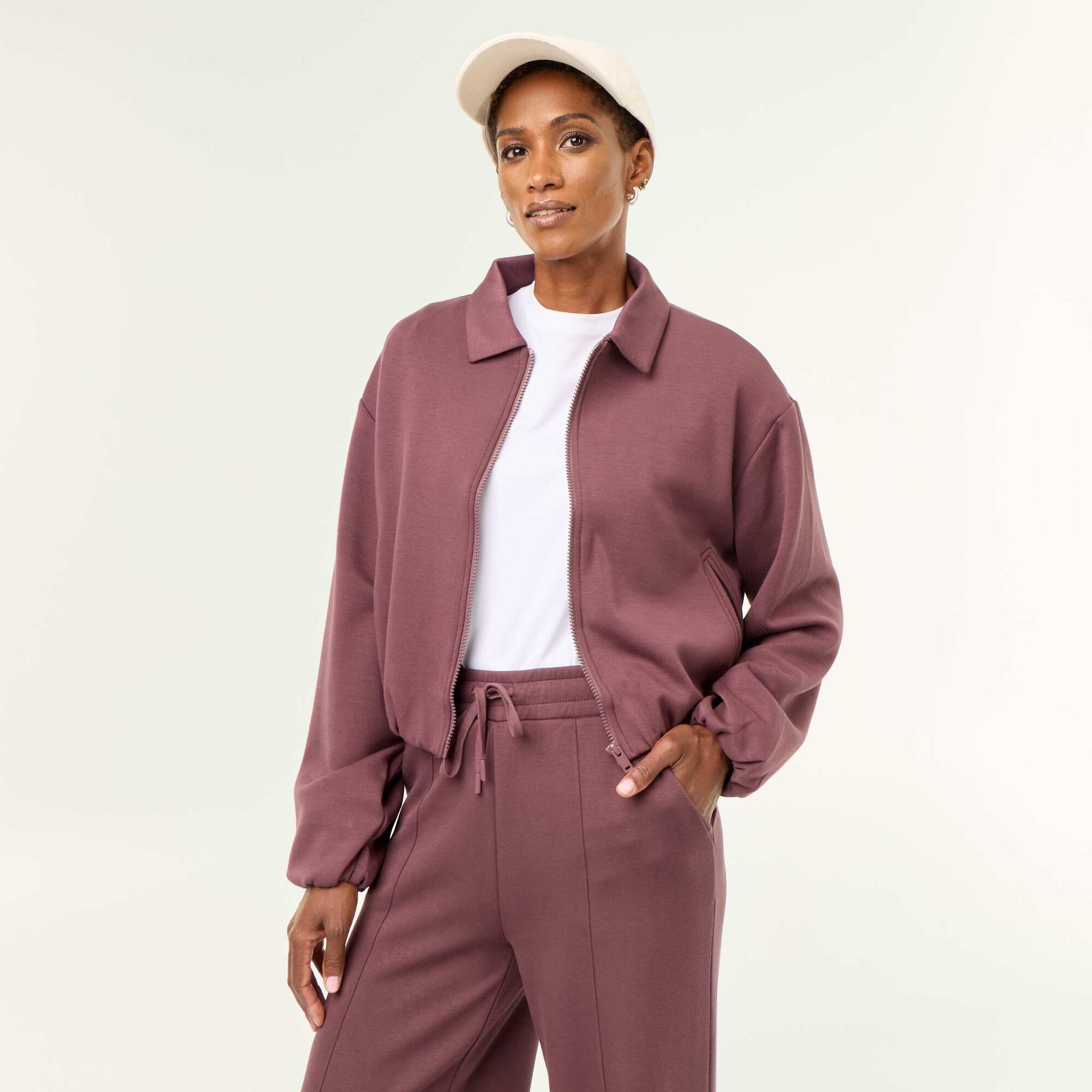 Collared Zip-Up Sweatshirt PURPLE
