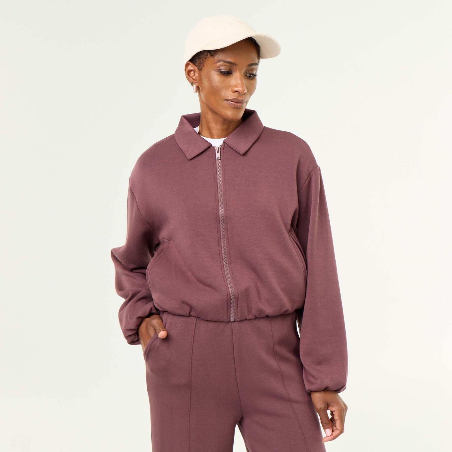 Collared Zip-Up Sweatshirt PURPLE