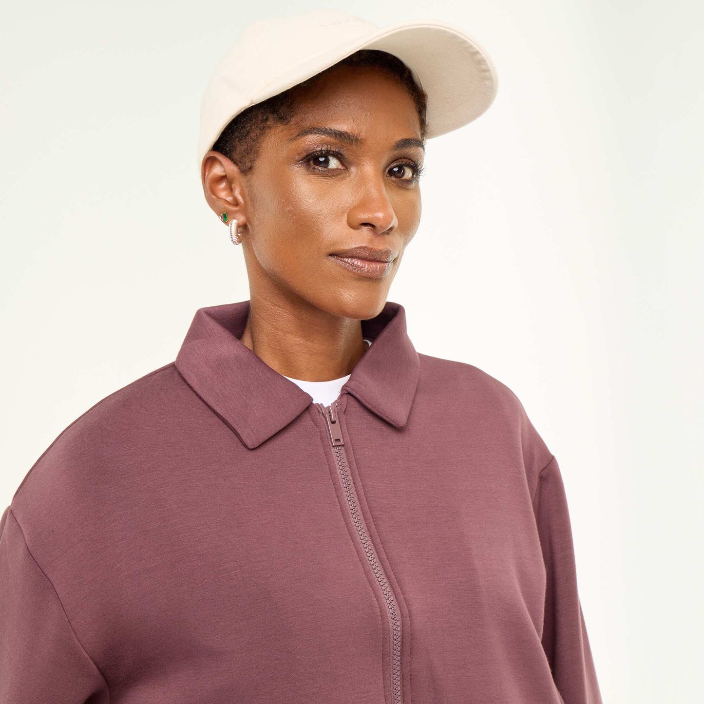 Collared Zip-Up Sweatshirt PURPLE