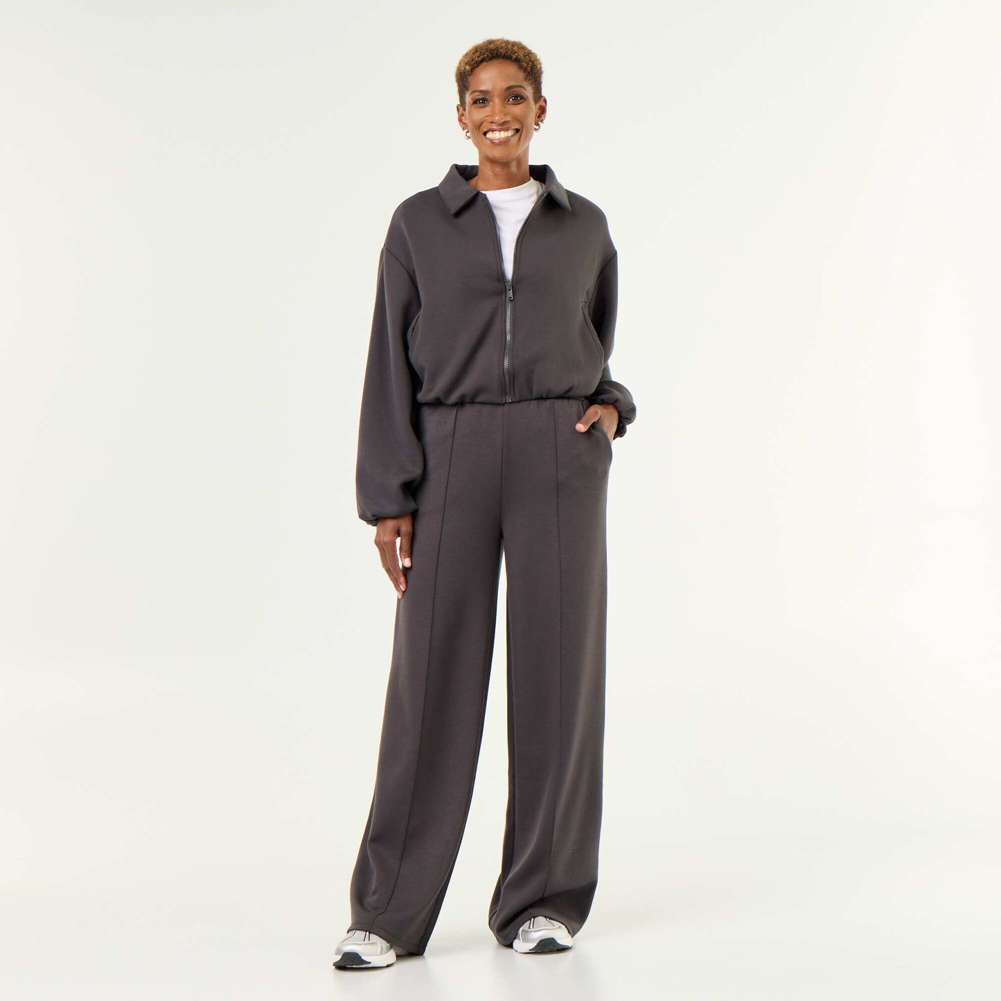 Collared Zip-Up Sweatshirt BLACK