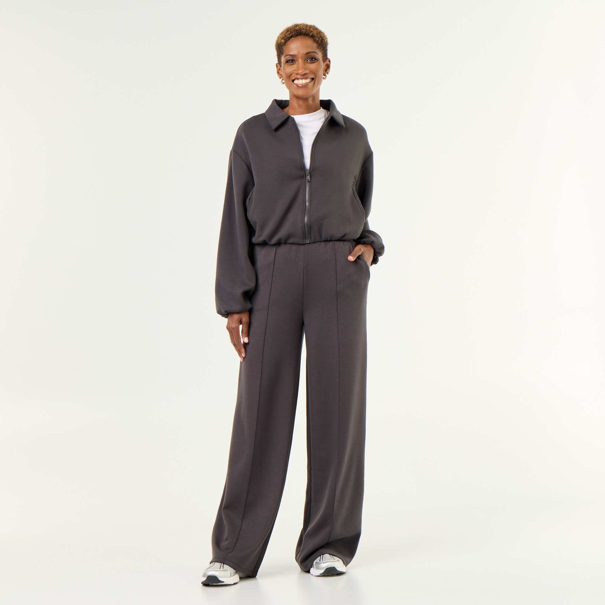 Collared Zip-Up Sweatshirt BLACK