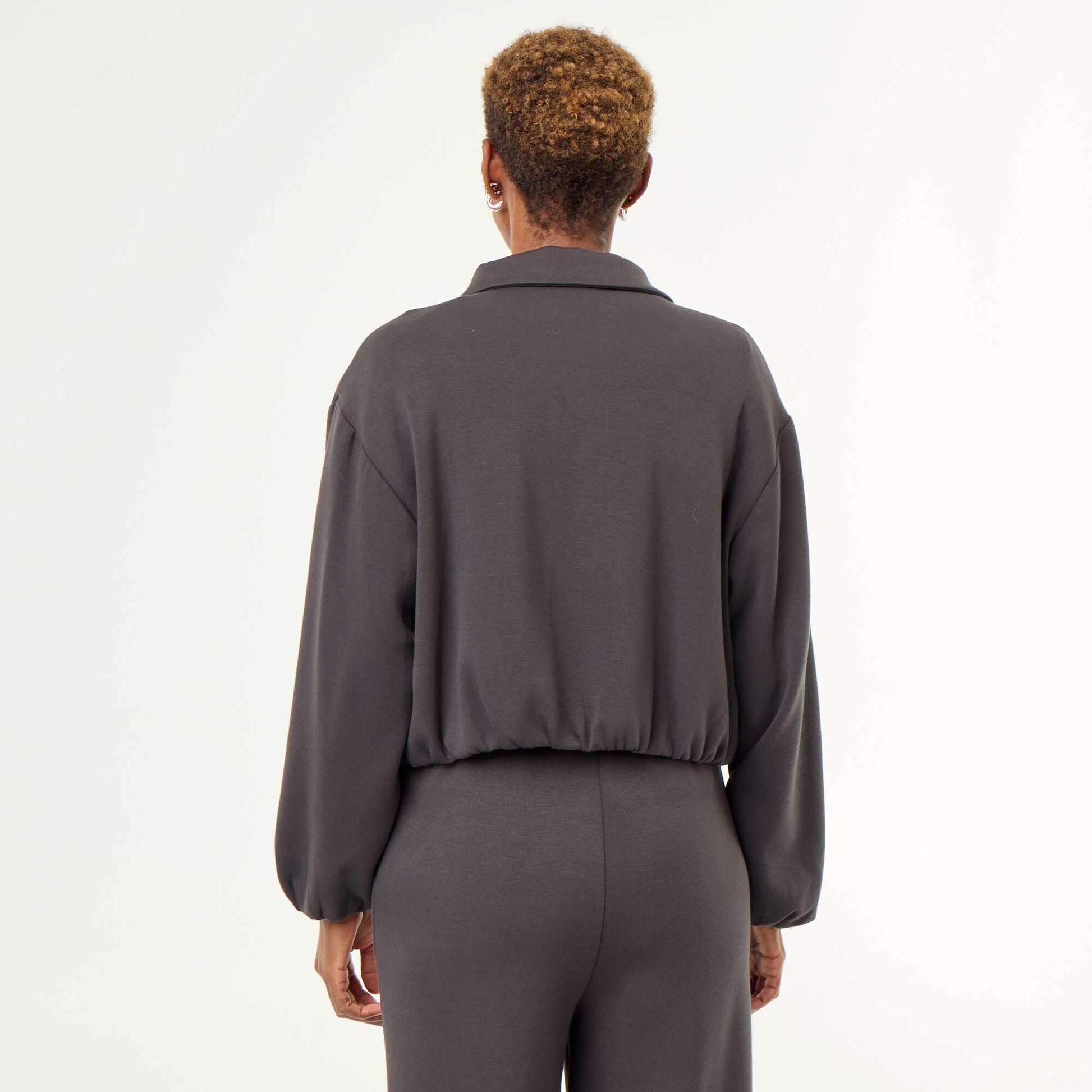 Collared Zip-Up Sweatshirt BLACK
