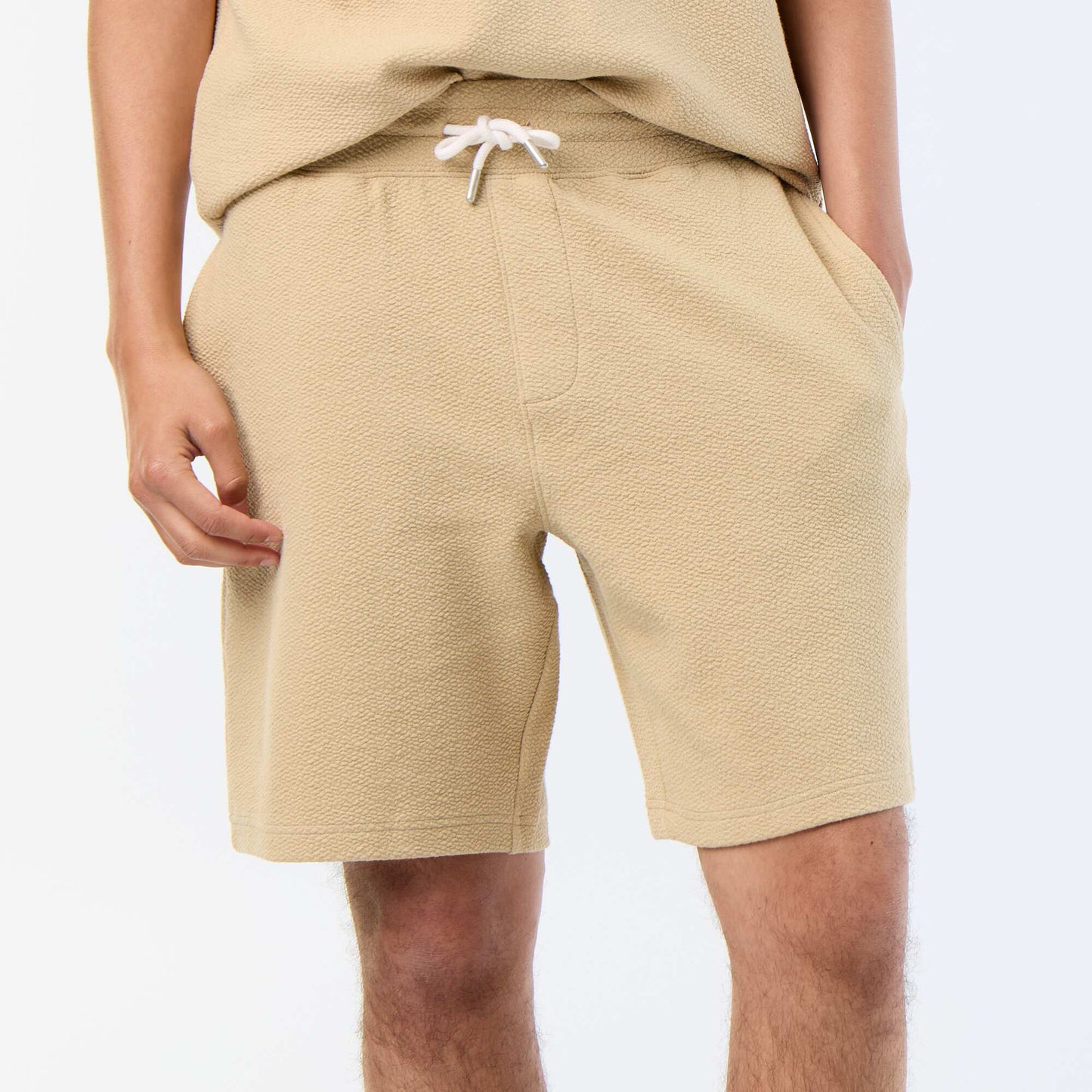 Solid Heavy Knit Shorts BEIGE