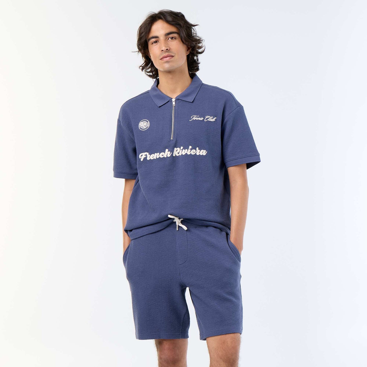 Solid Heavy Knit Shorts BLUE