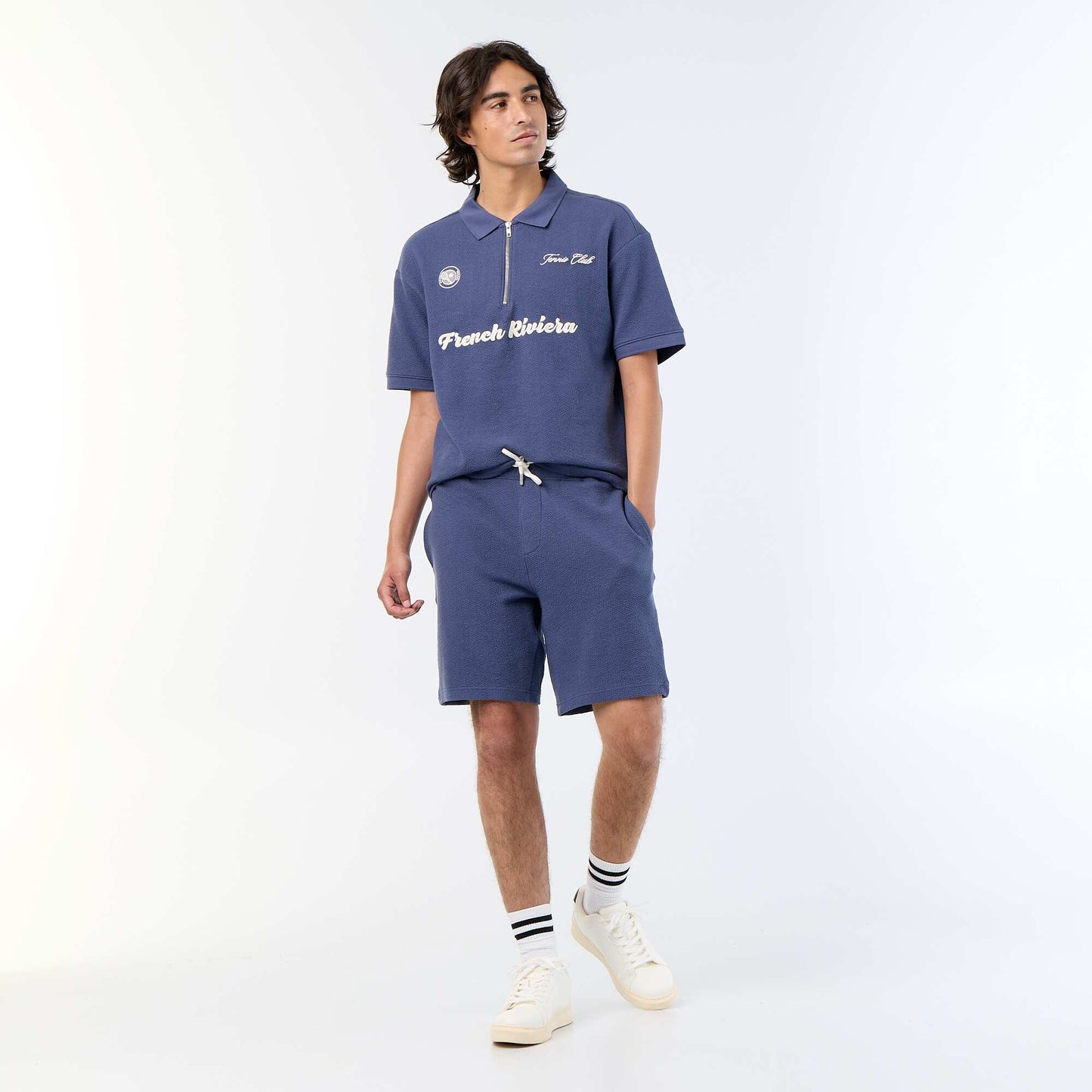 Solid Heavy Knit Shorts BLUE