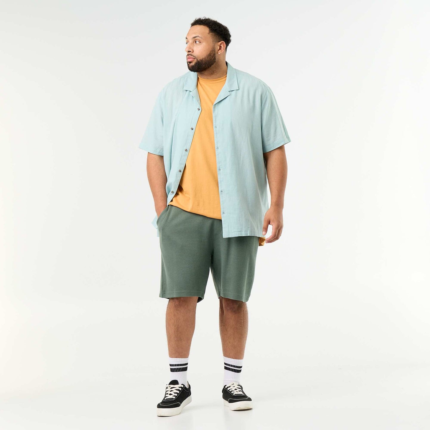 Chino Bermuda Shorts with Elasticated Waist GREEN