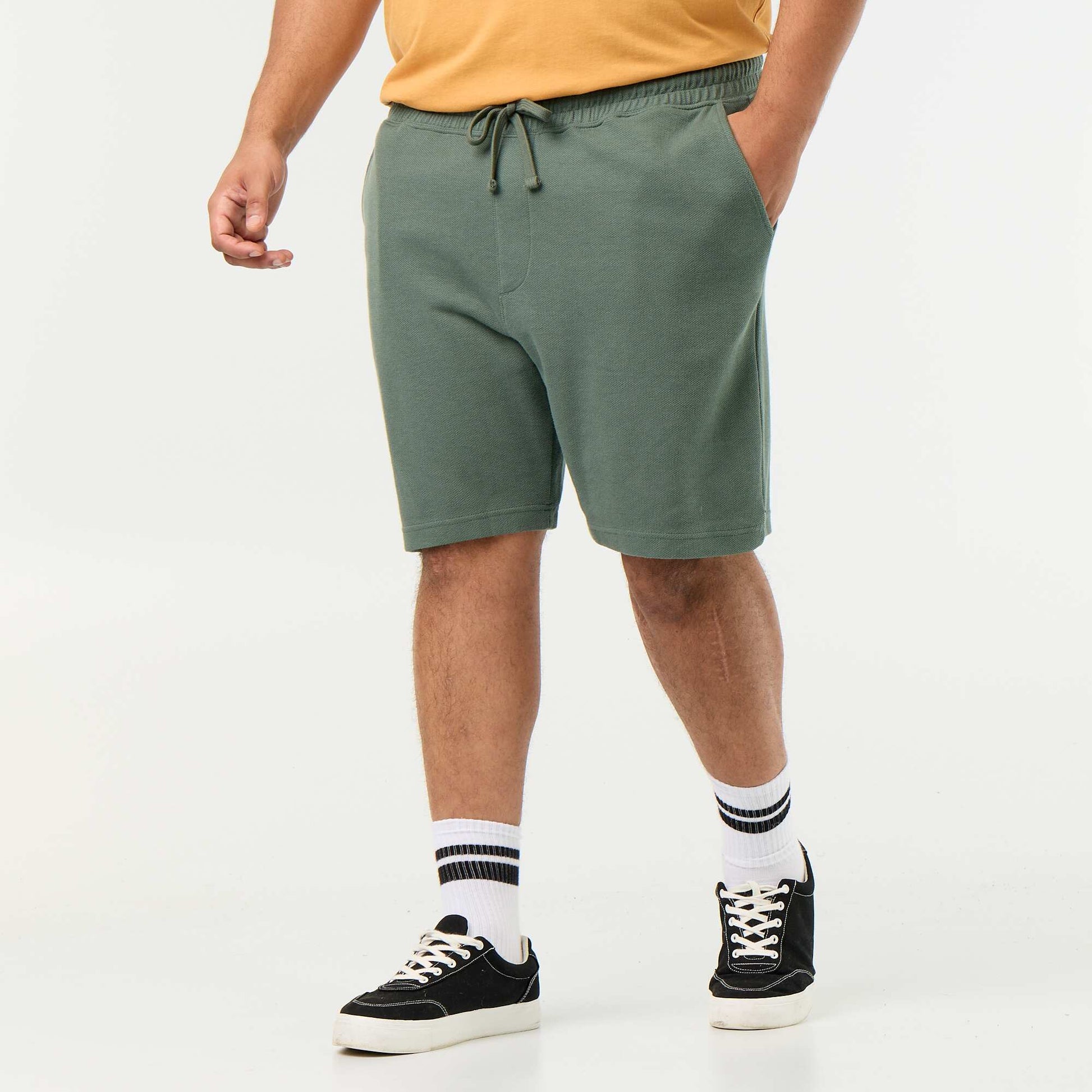 Chino Bermuda Shorts with Elasticated Waist GREEN