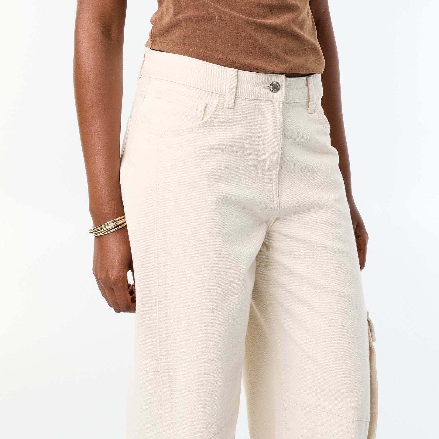 Balloon pants with flap pocket ECRU