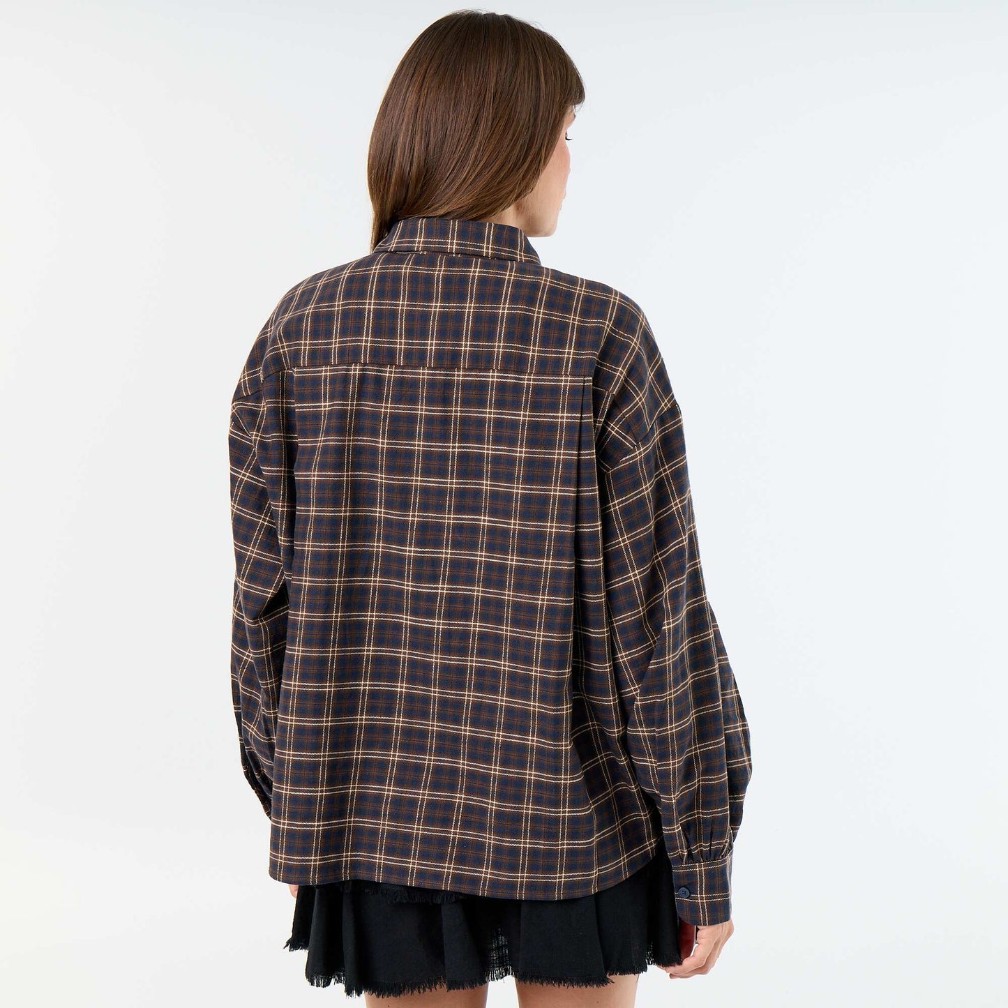 Long-sleeved checked shirt BLUE