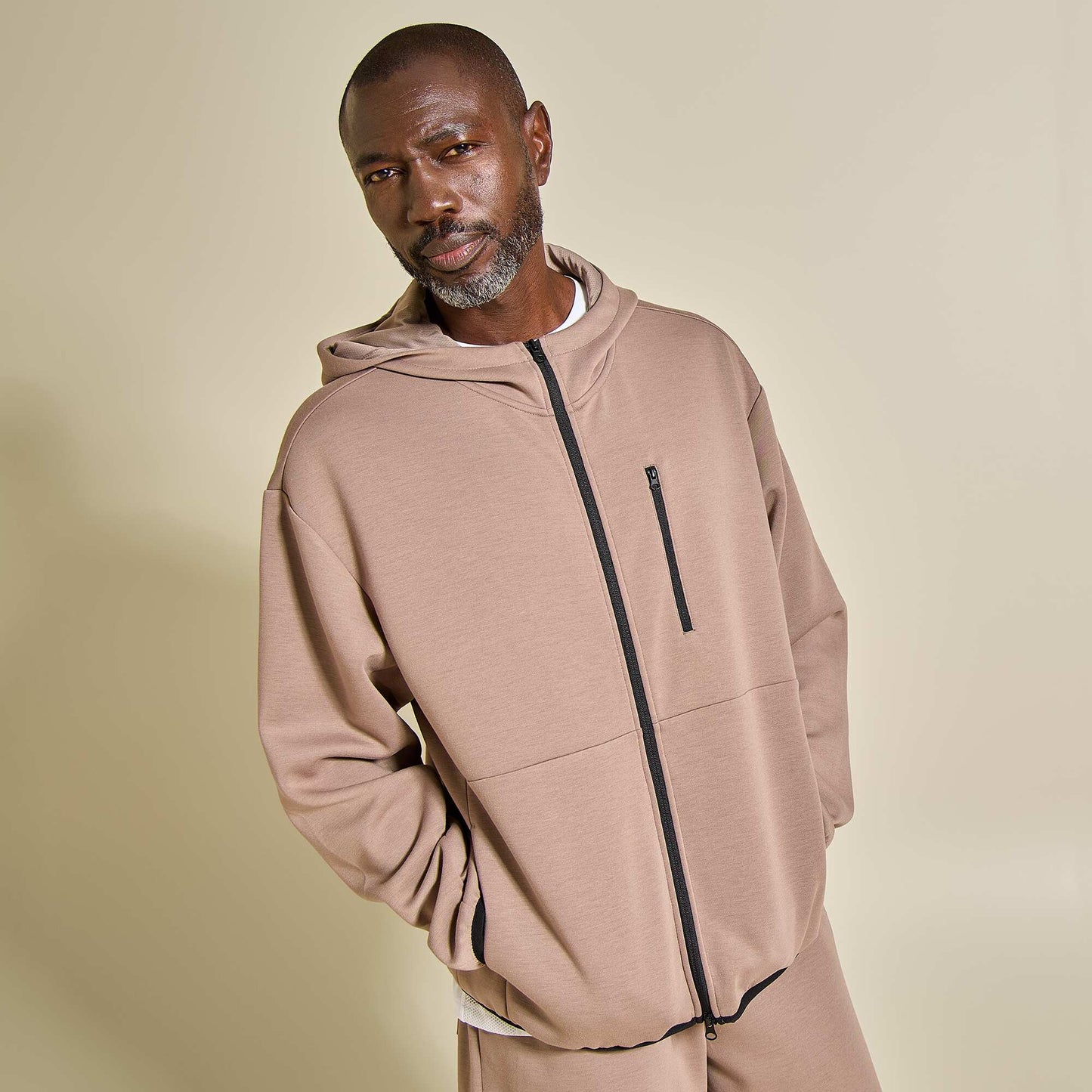 Zip-Up Sports Sweatshirt BEIGE