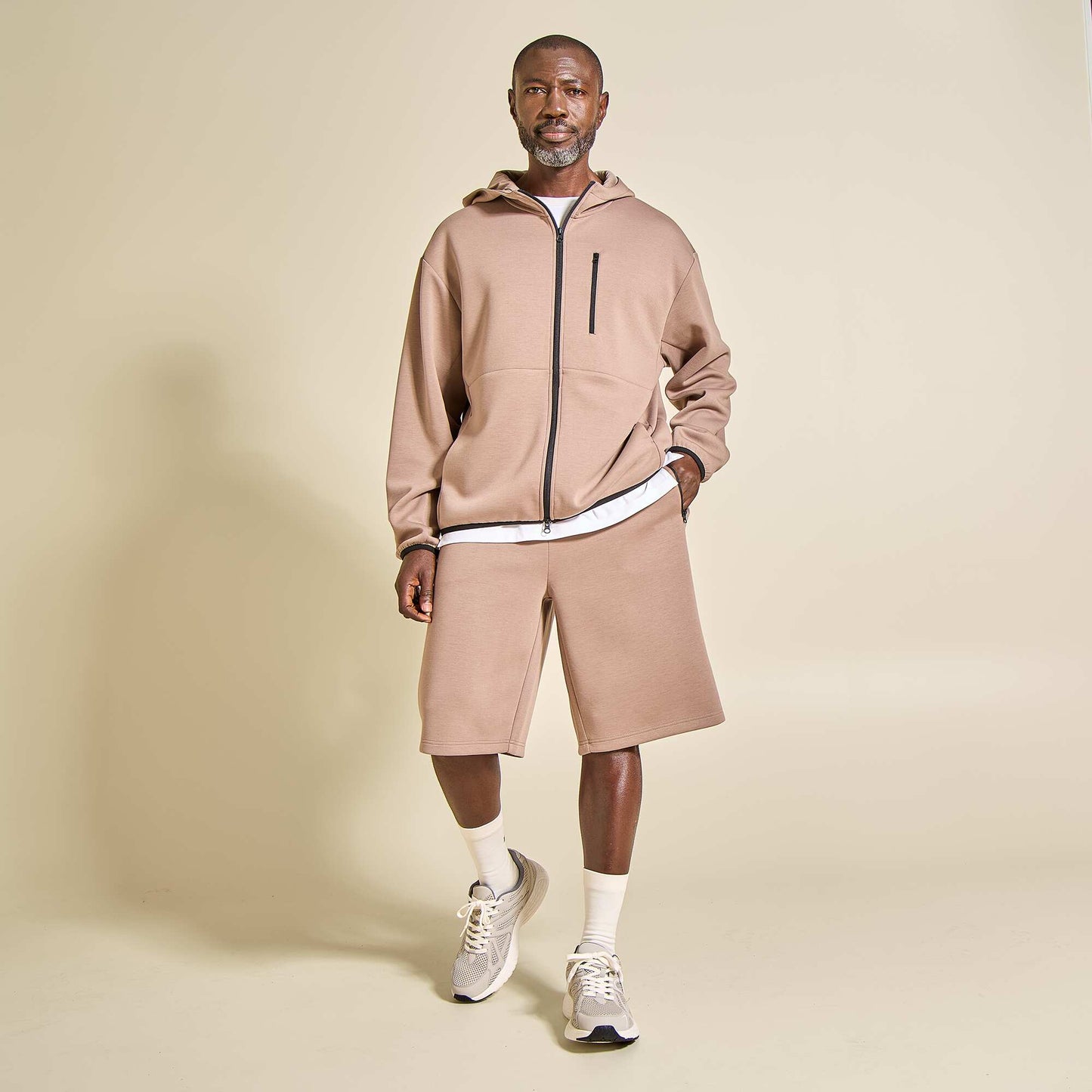 Zip-Up Sports Sweatshirt BEIGE