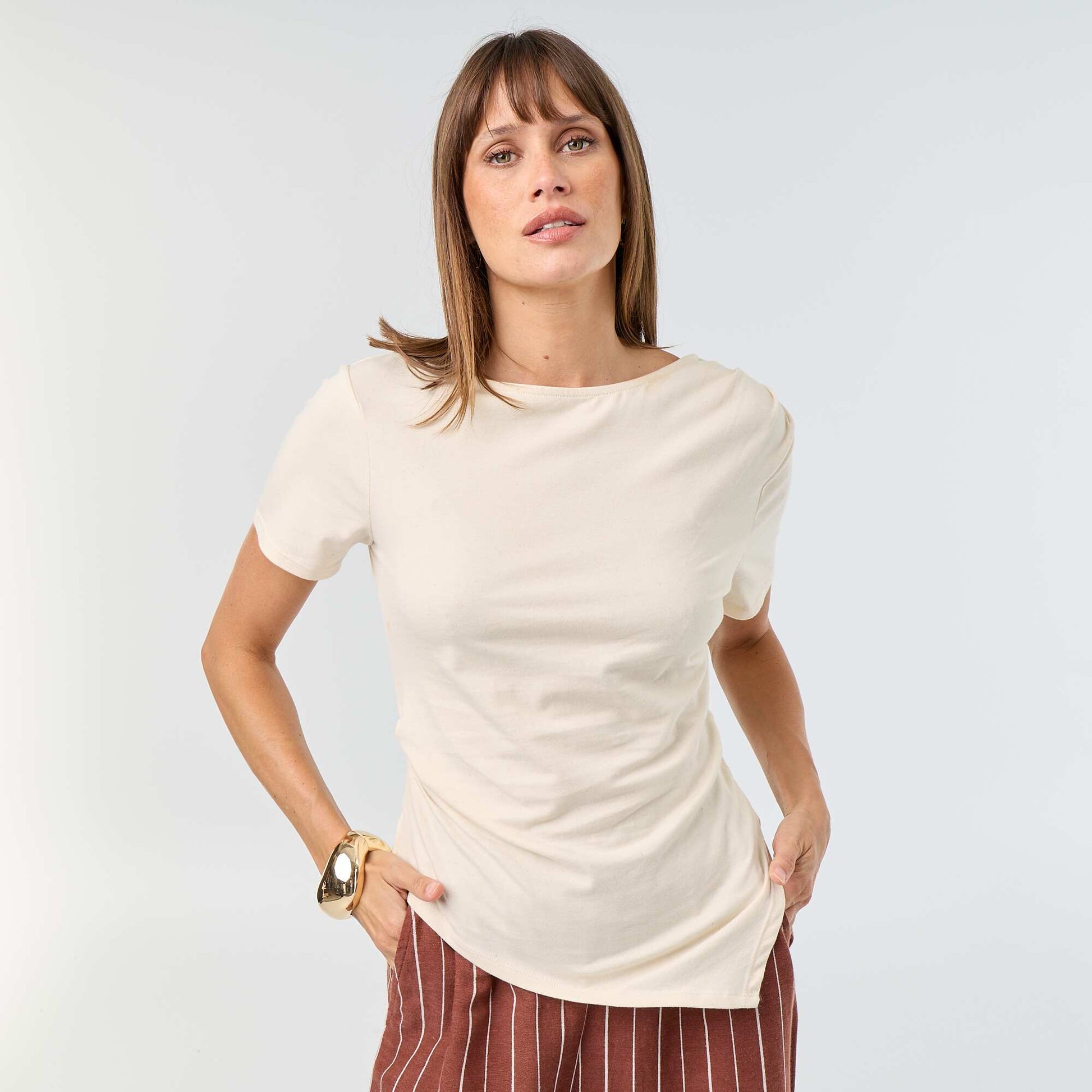 Asymmetric Short-Sleeved T-Shirt WHITE