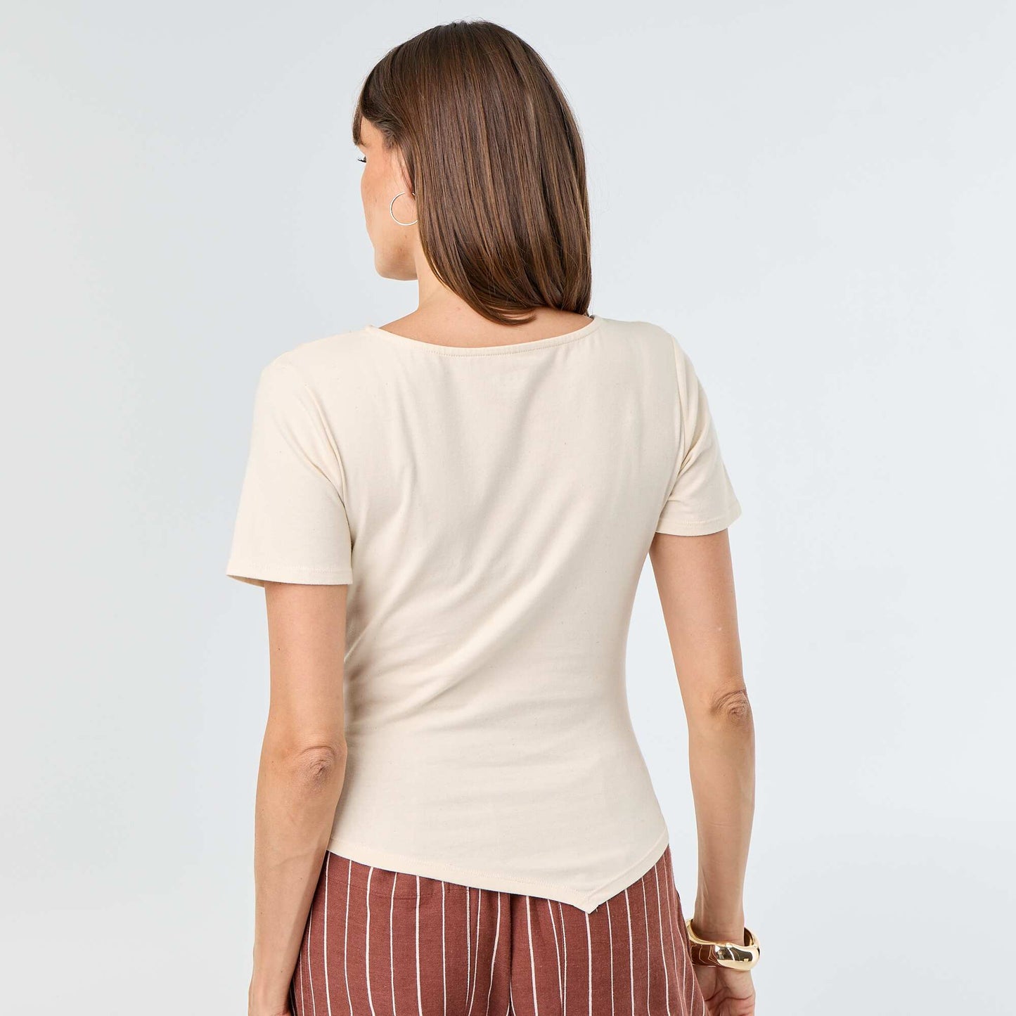 Asymmetric Short-Sleeved T-Shirt WHITE