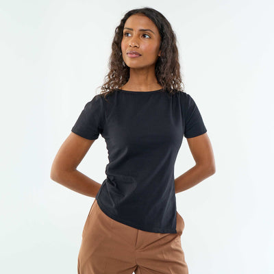 Asymmetric Short-Sleeved T-Shirt BLACK