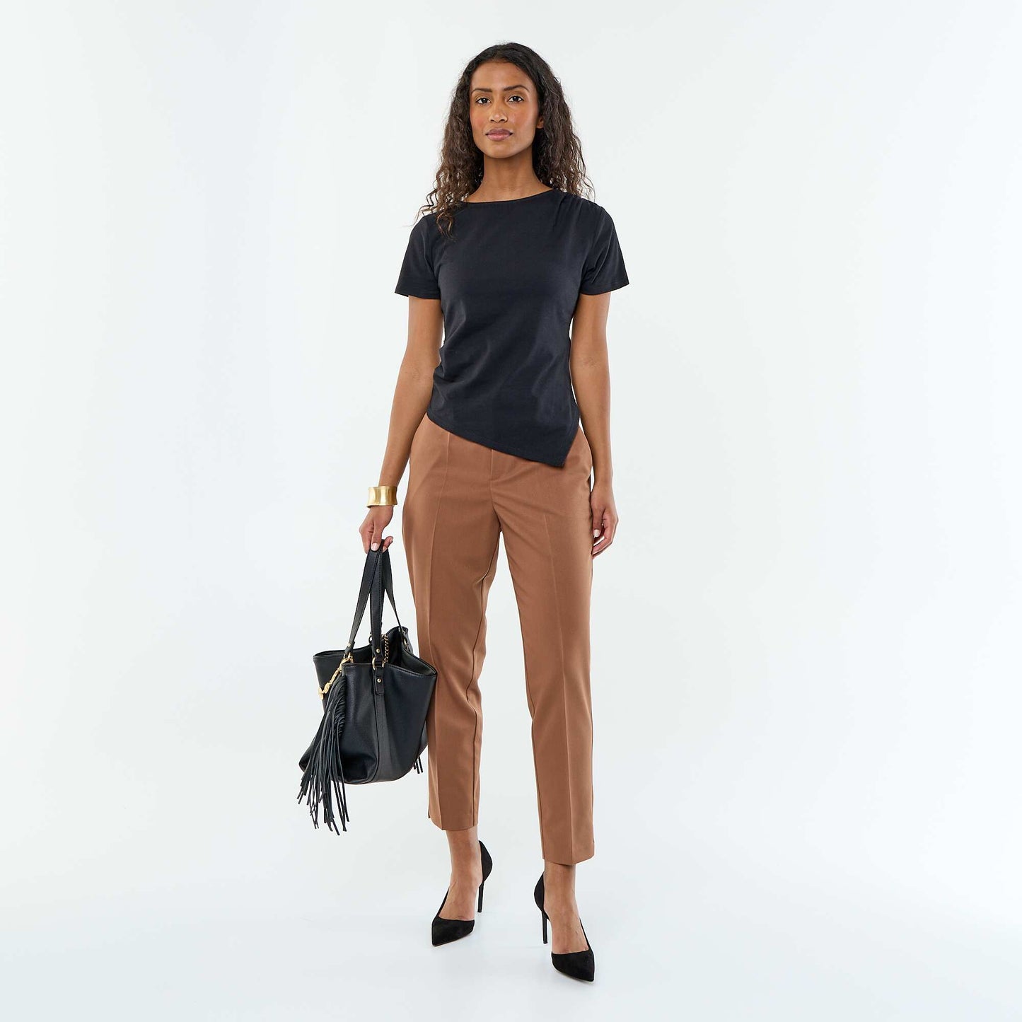 Asymmetric Short-Sleeved T-Shirt BLACK