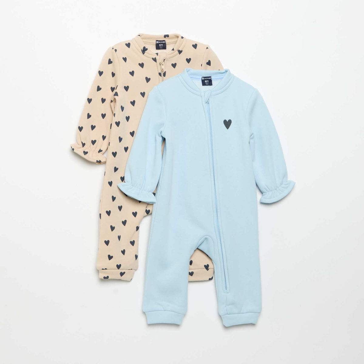 2-Pack Fleece Sleepsuits BEIGE