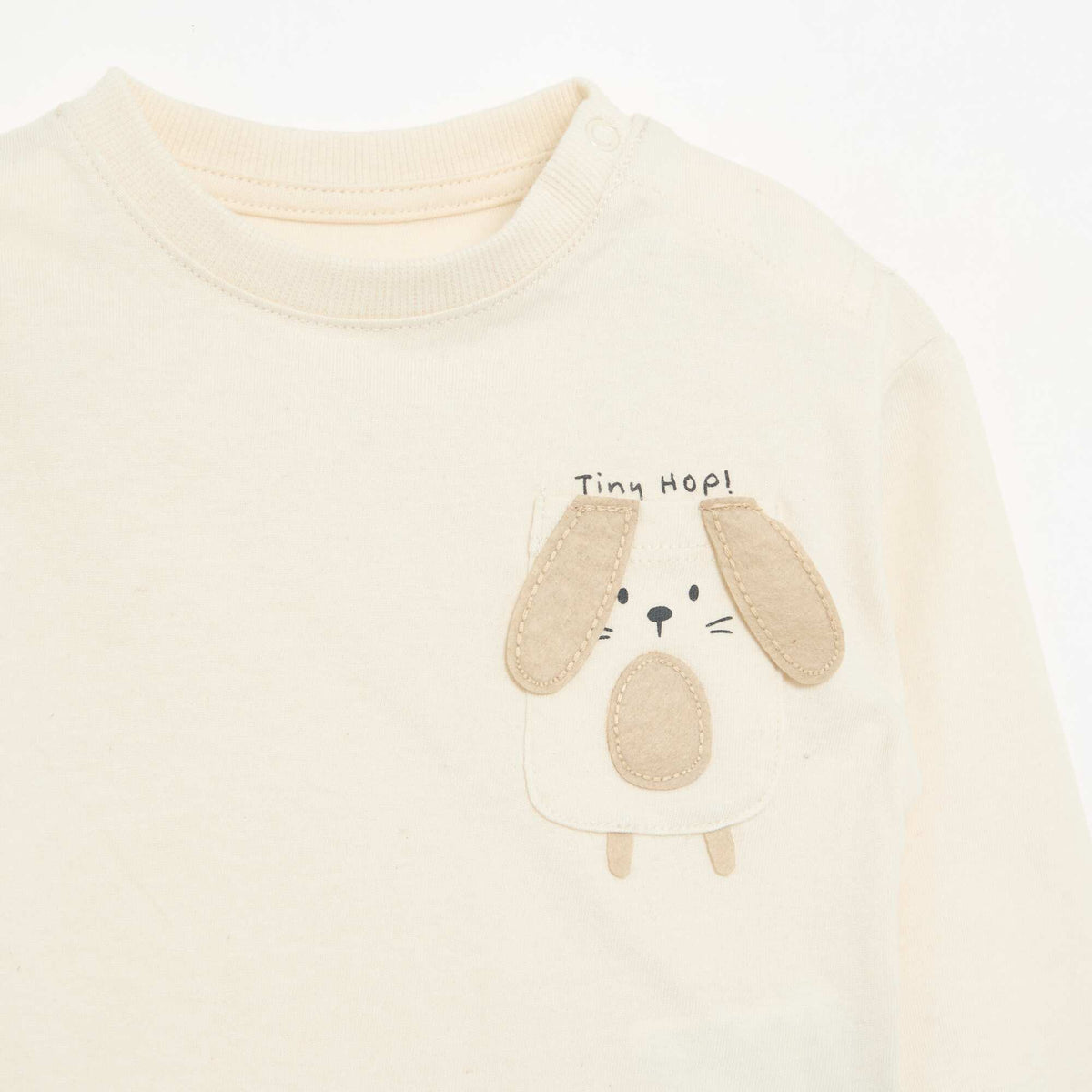 Long-sleeved T-shirt with fun pocket WHITE