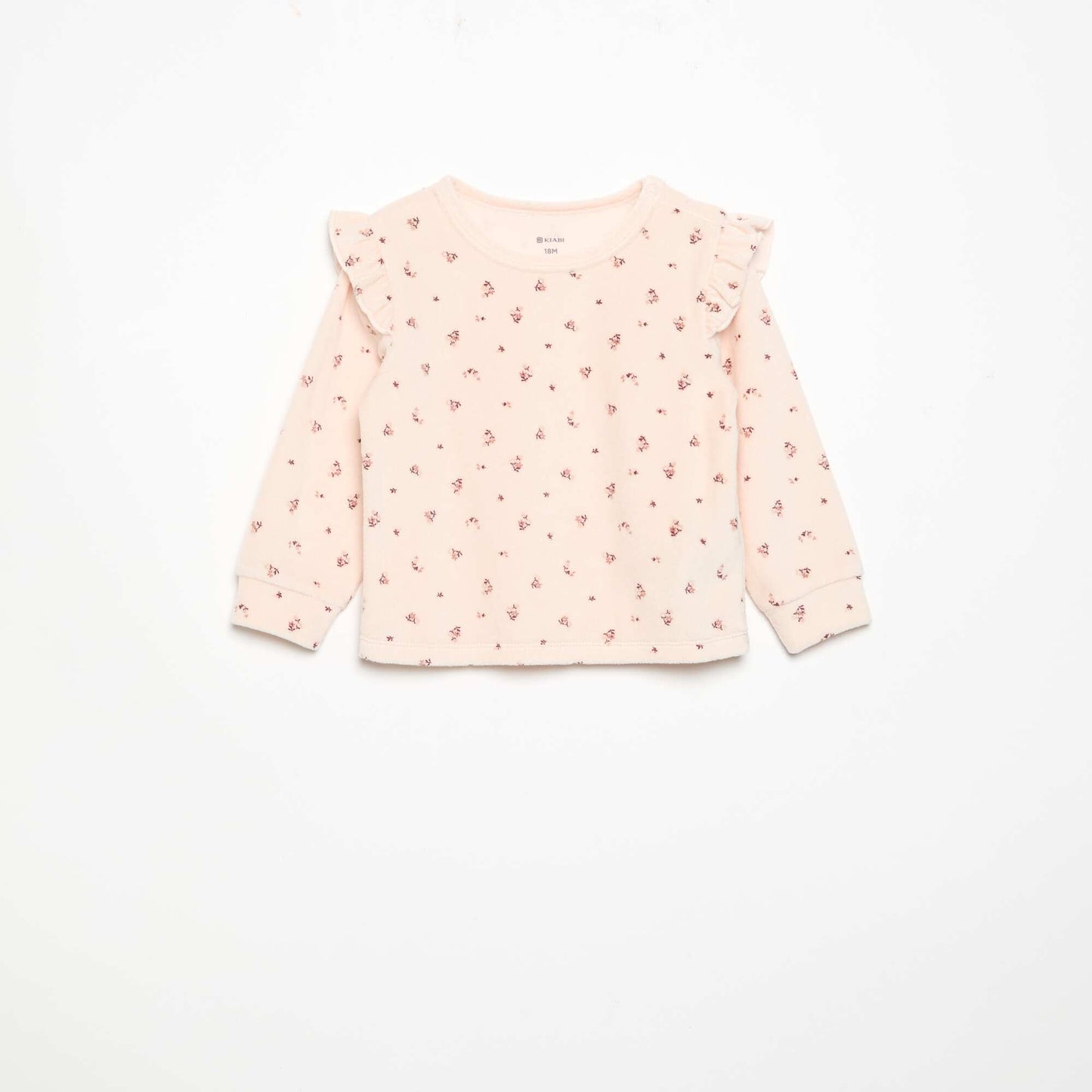 Velvet 2-Piece Pyjama Set: Ruffled Sweatshirt & Trousers PINK