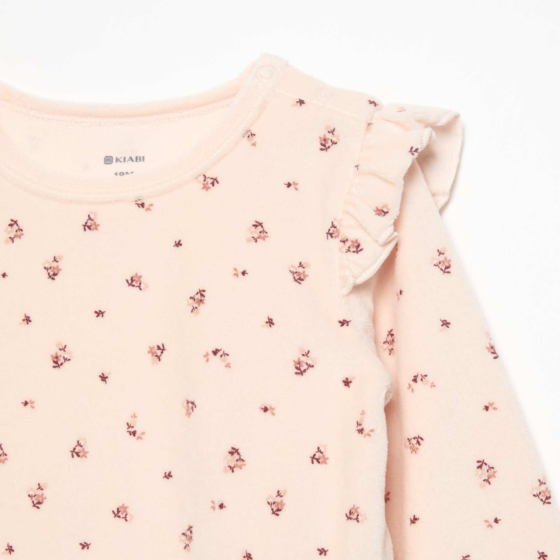 Velvet 2-Piece Pyjama Set: Ruffled Sweatshirt & Trousers PINK
