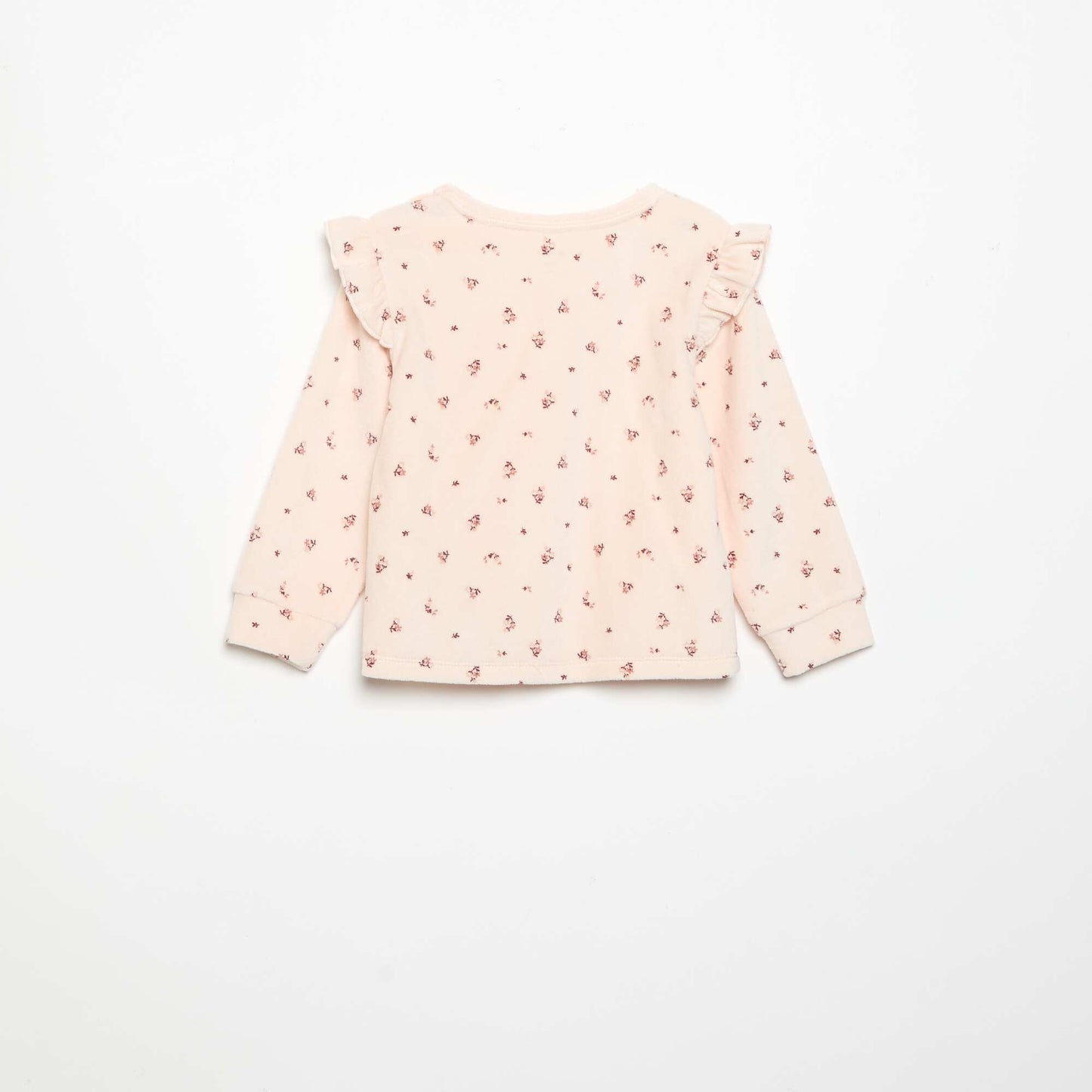Velvet 2-Piece Pyjama Set: Ruffled Sweatshirt & Trousers PINK