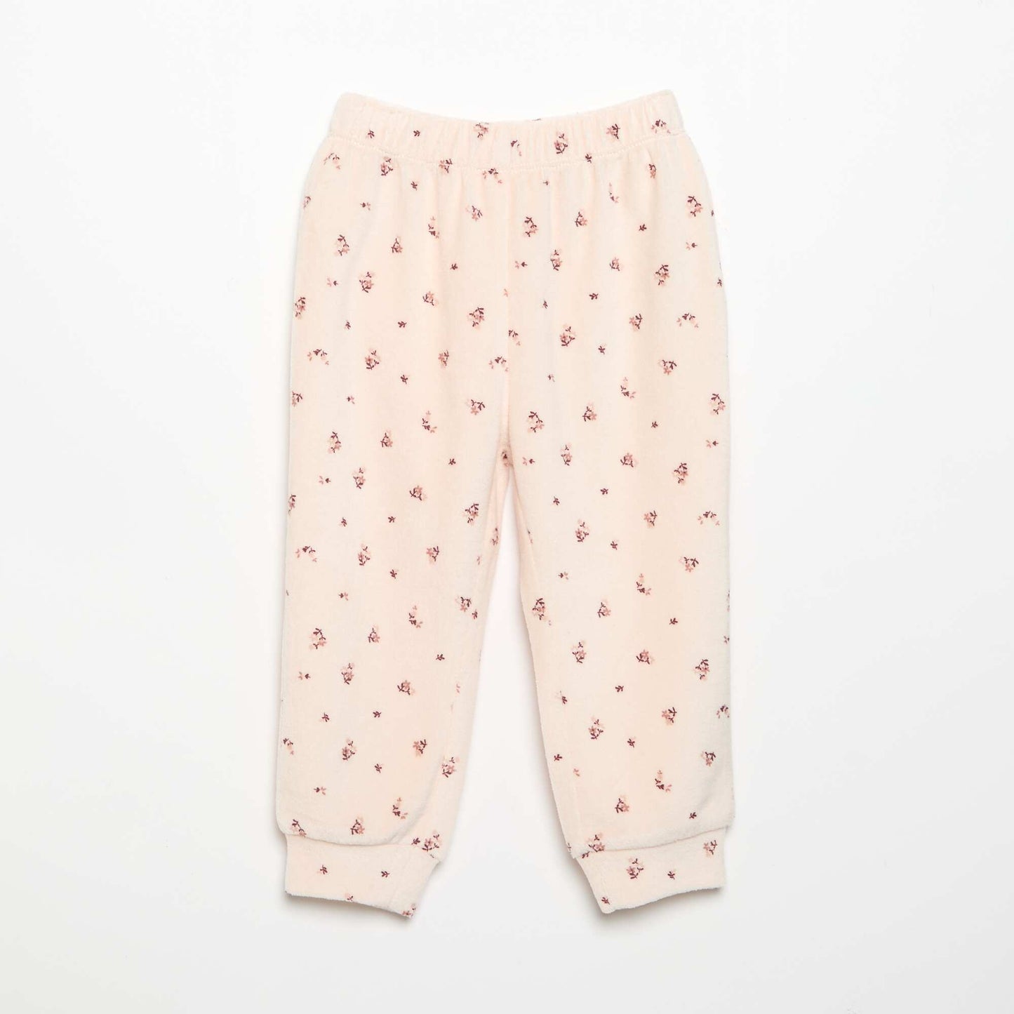Velvet 2-Piece Pyjama Set: Ruffled Sweatshirt & Trousers PINK