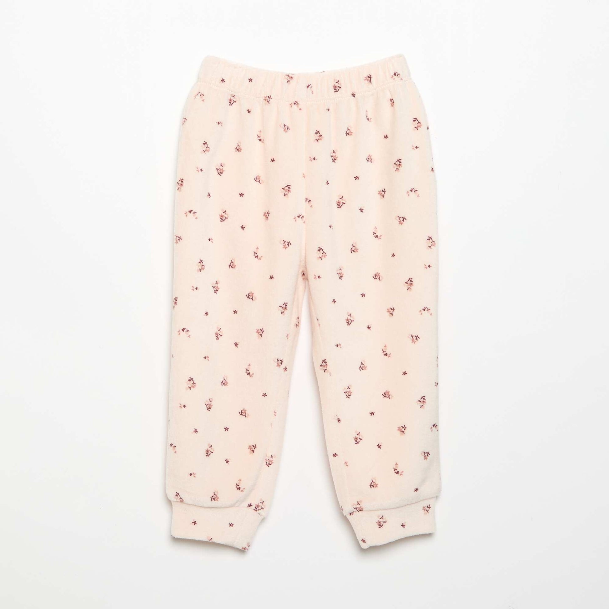 Velvet 2-Piece Pyjama Set: Ruffled Sweatshirt & Trousers PINK