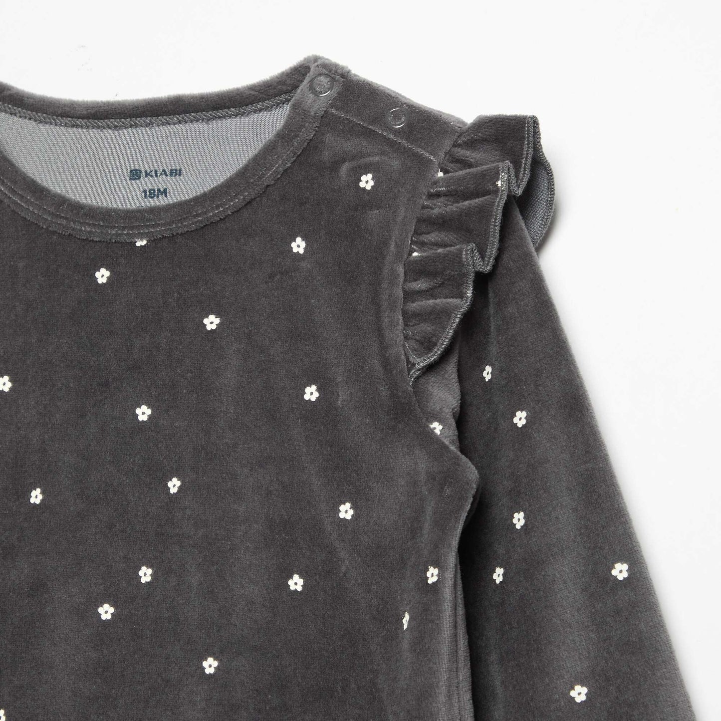 Velvet 2-Piece Pyjama Set: Ruffled Sweatshirt & Trousers BLACK