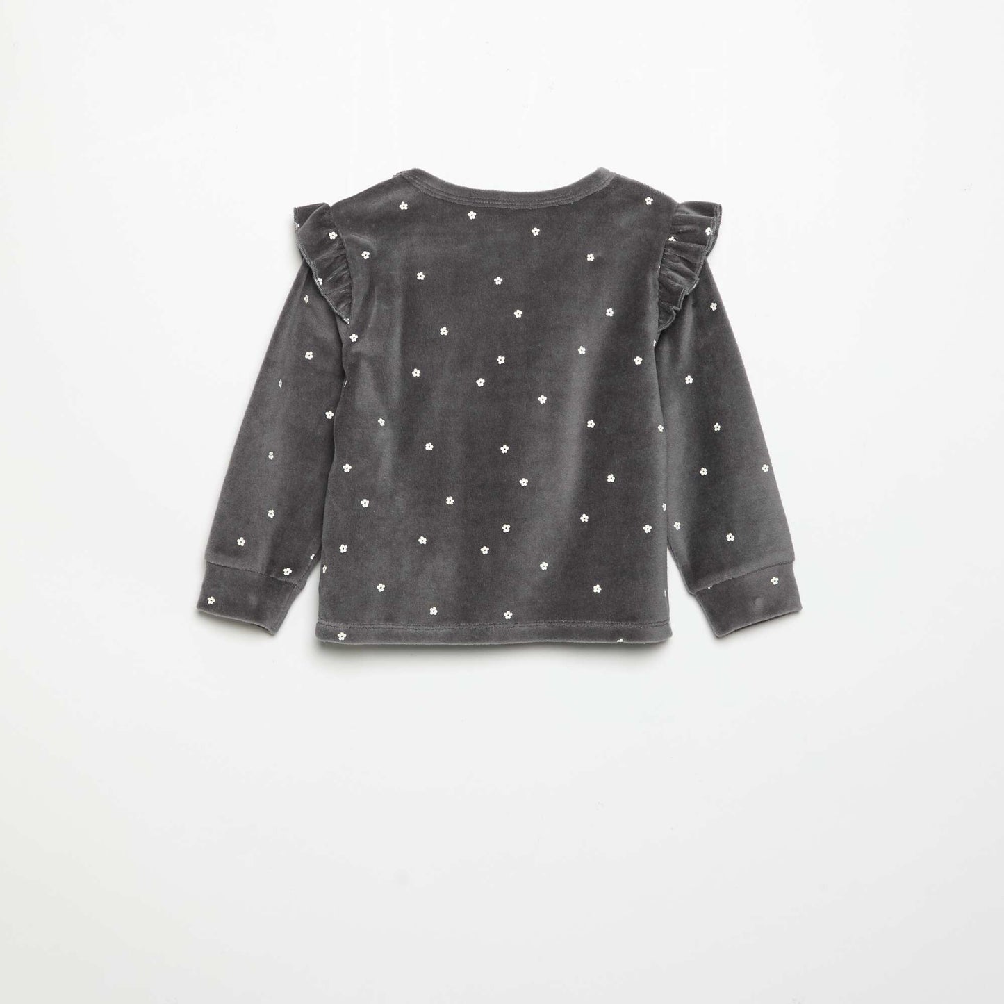 Velvet 2-Piece Pyjama Set: Ruffled Sweatshirt & Trousers BLACK
