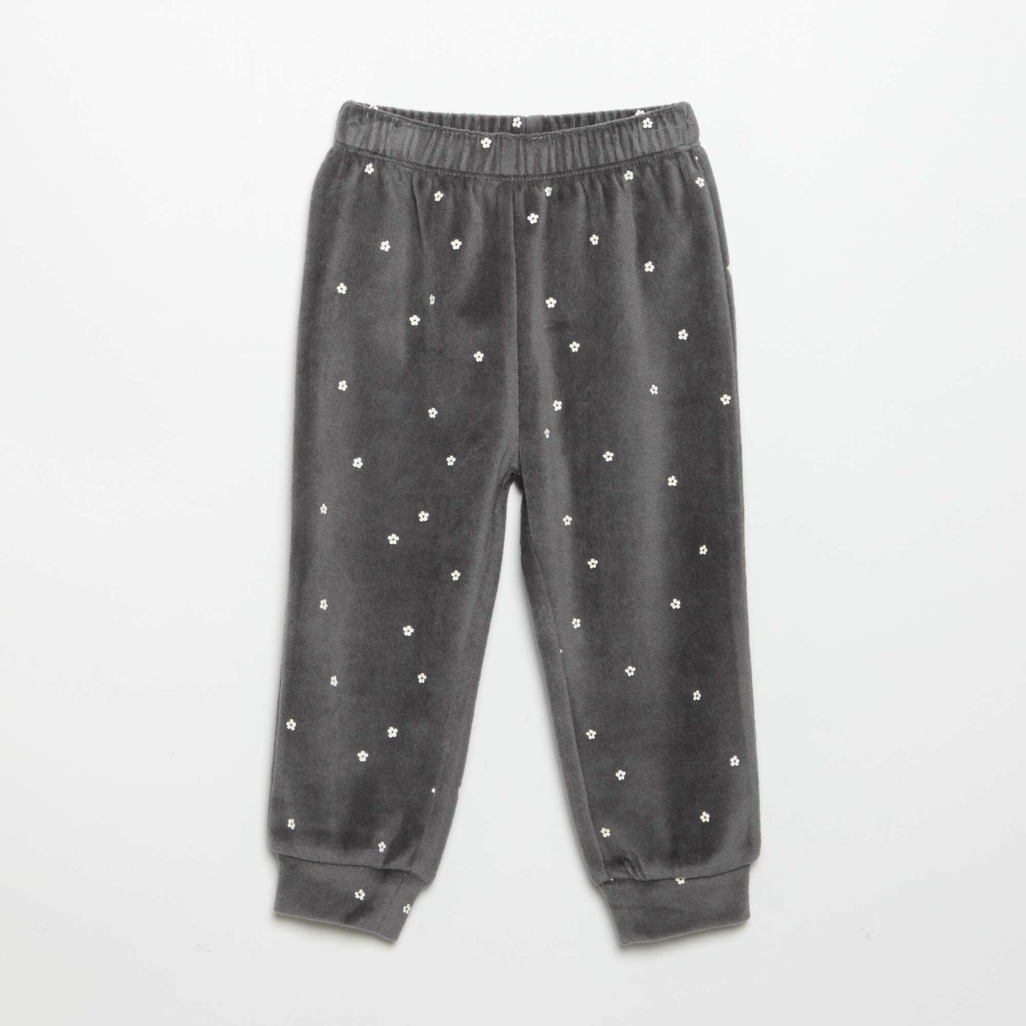 Velvet 2-Piece Pyjama Set: Ruffled Sweatshirt & Trousers BLACK