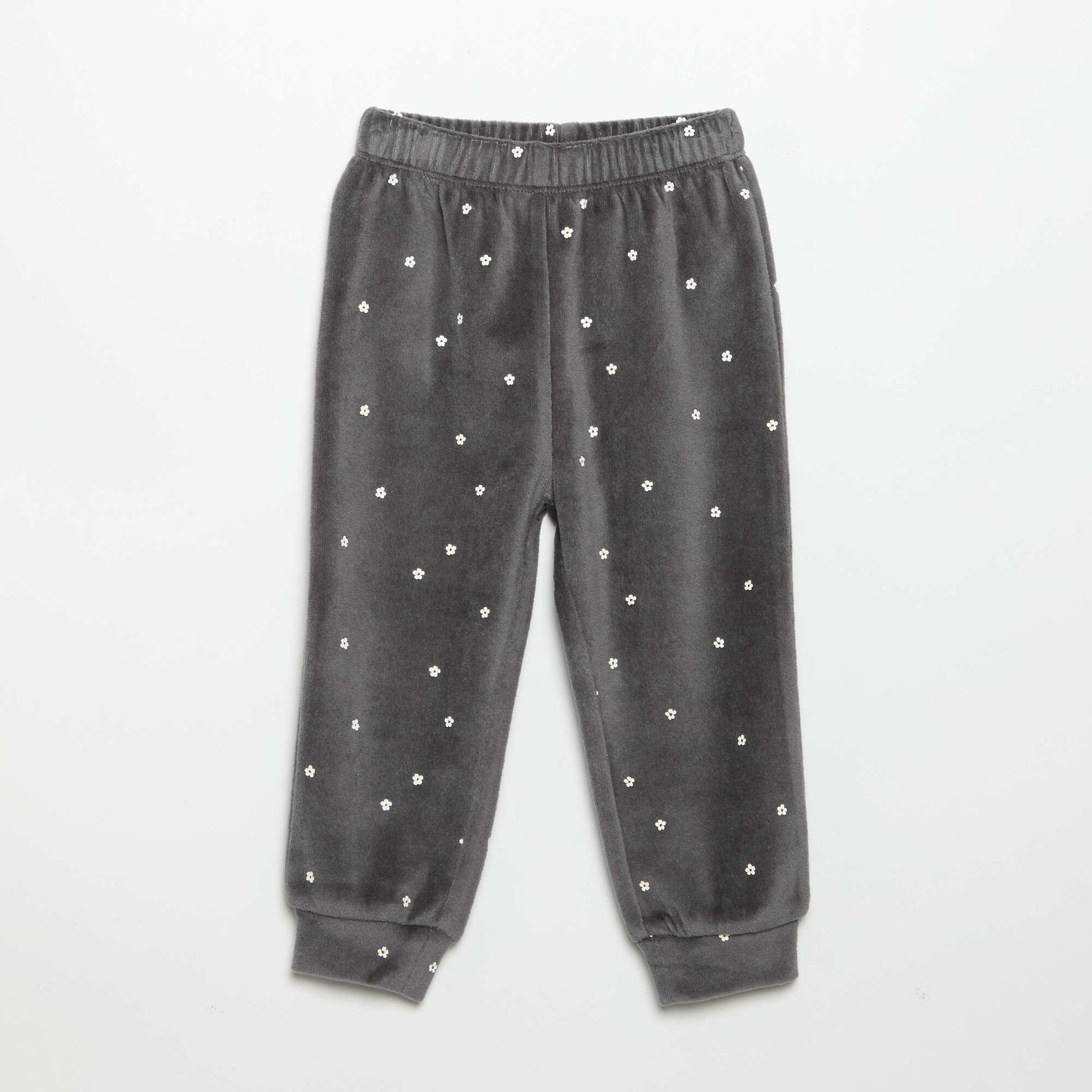 Velvet 2-Piece Pyjama Set: Ruffled Sweatshirt & Trousers BLACK