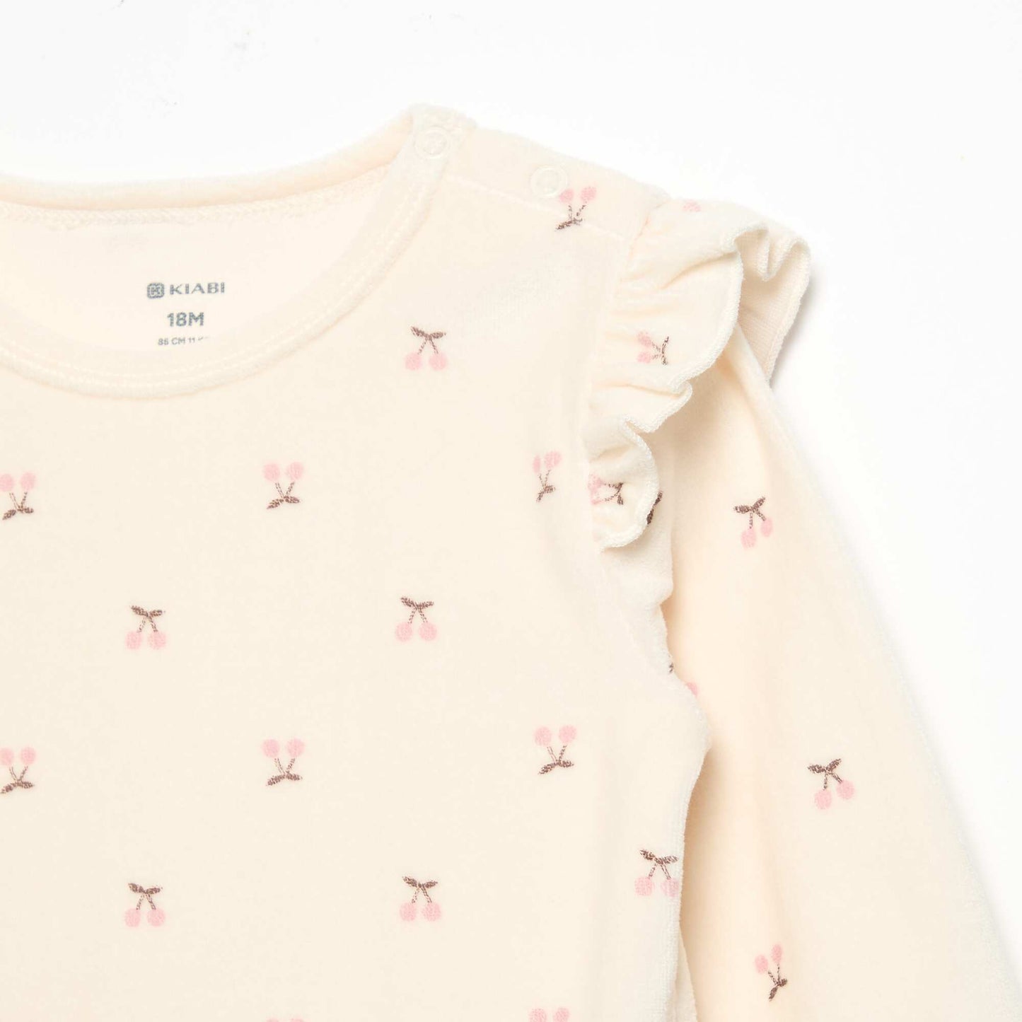 Velvet 2-Piece Pyjama Set: Ruffled Sweatshirt & Trousers BEIGE
