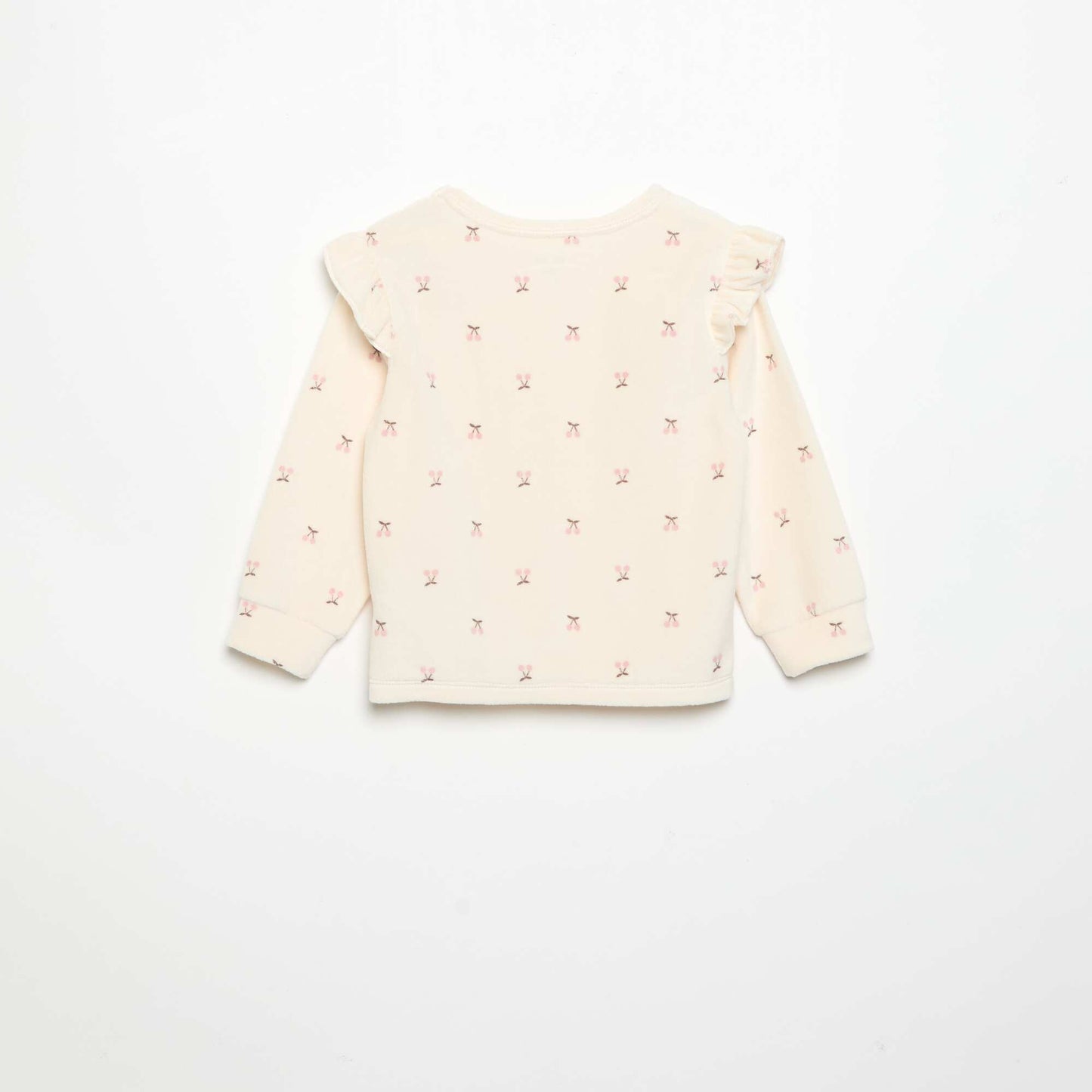 Velvet 2-Piece Pyjama Set: Ruffled Sweatshirt & Trousers BEIGE