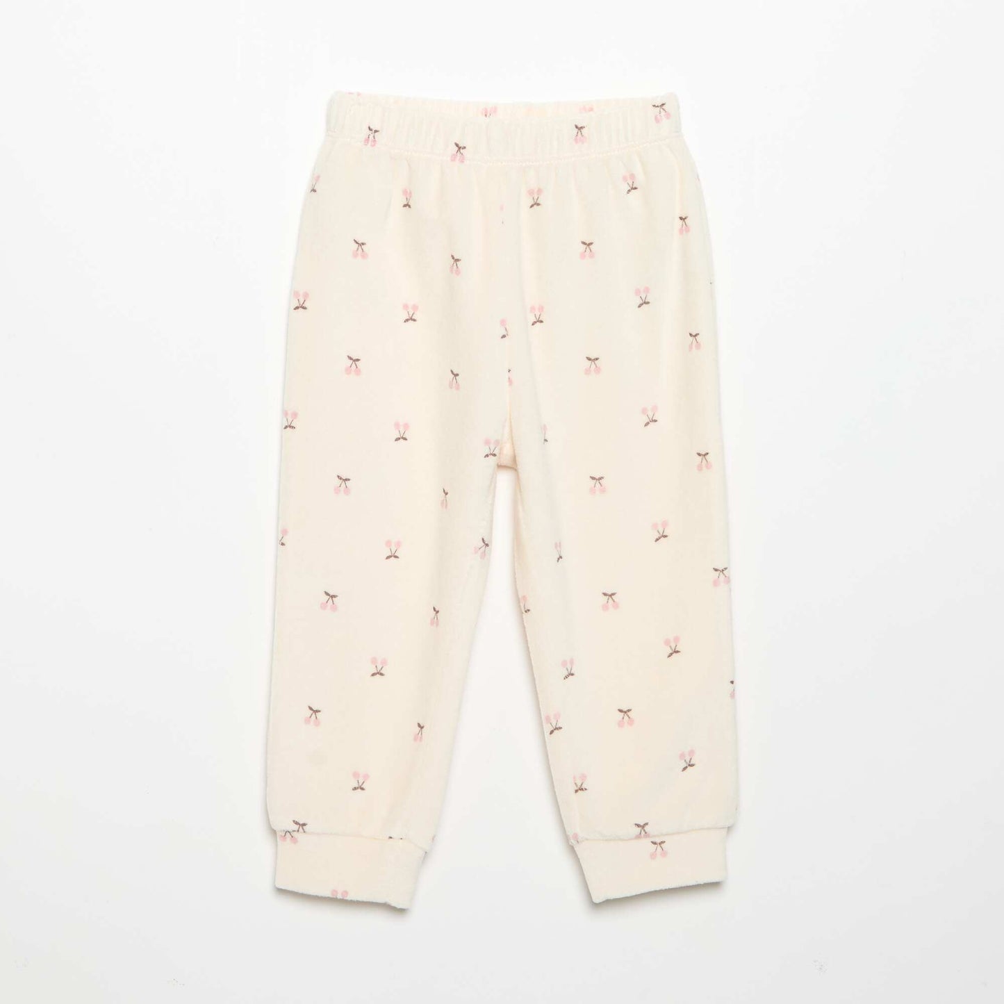 Velvet 2-Piece Pyjama Set: Ruffled Sweatshirt & Trousers BEIGE