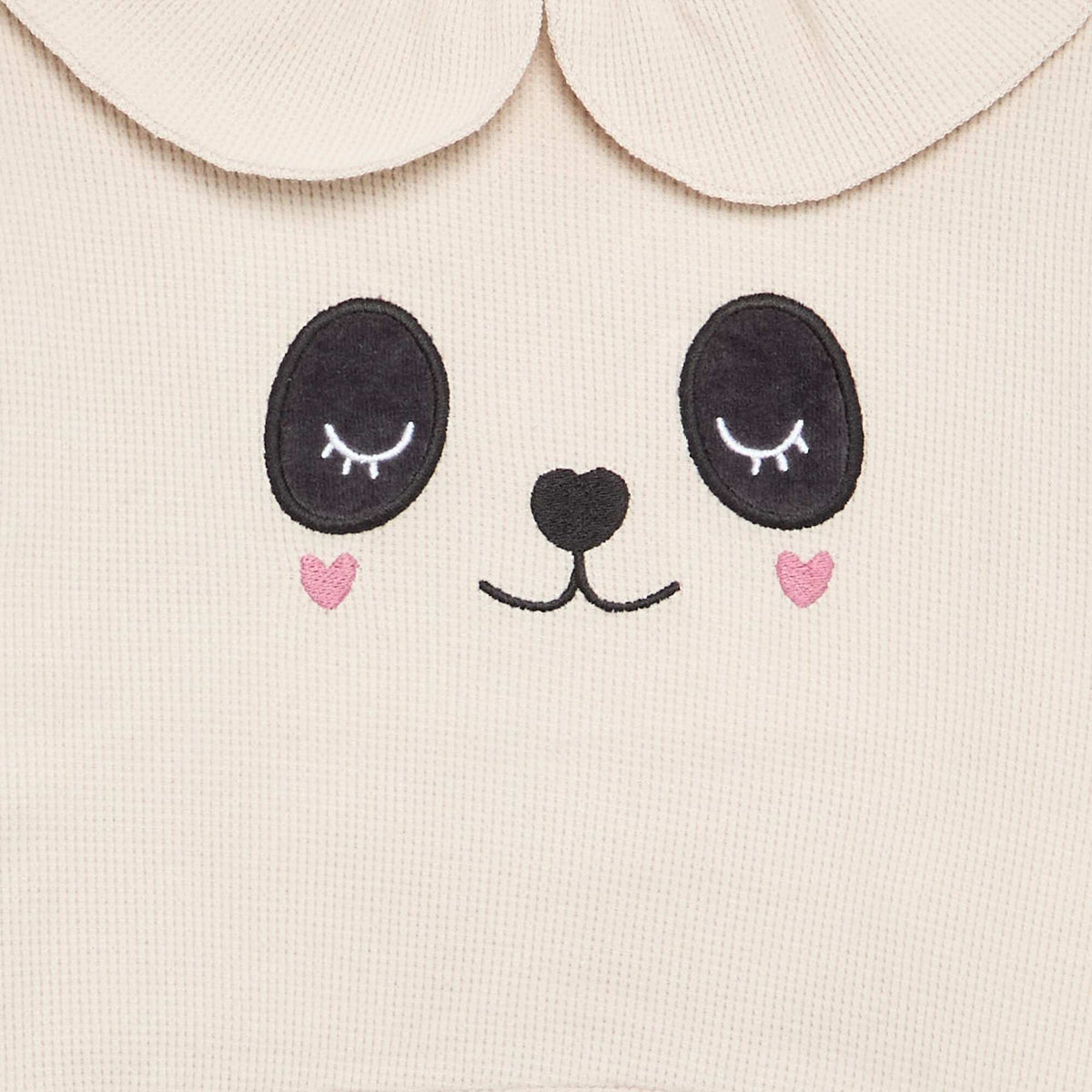2-piece Waffle Knit Pajamas - Sweatshirt + Pants ECRU