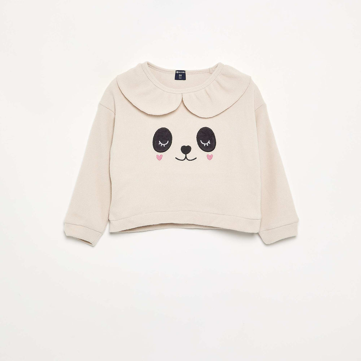 2-piece Waffle Knit Pajamas - Sweatshirt + Pants ECRU