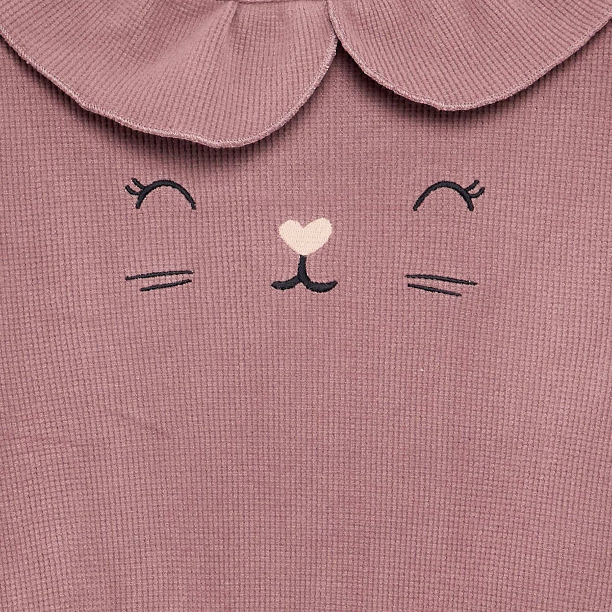 2-piece Waffle Knit Pajamas - Sweatshirt + Pants OLD PINK