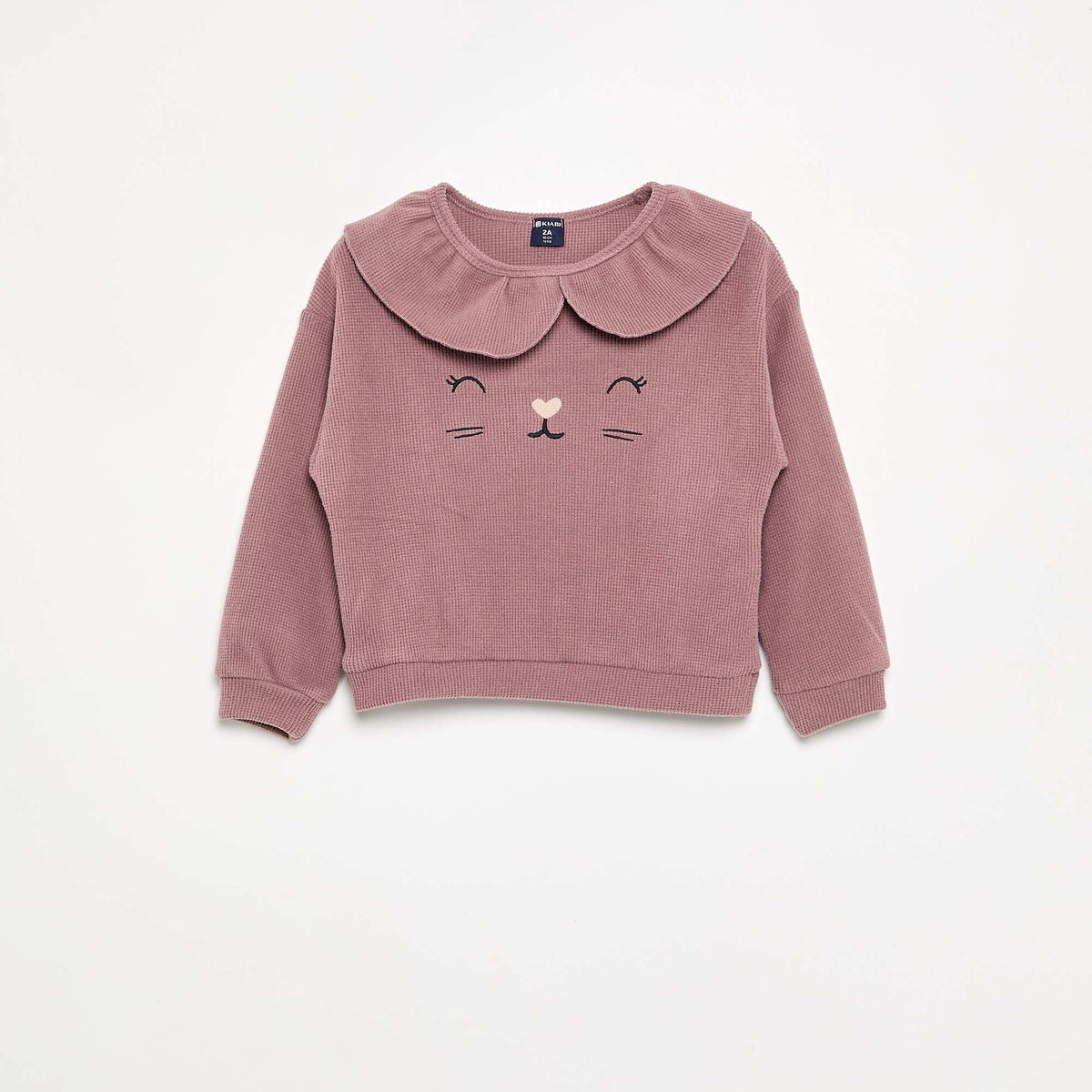2-piece Waffle Knit Pajamas - Sweatshirt + Pants OLD PINK