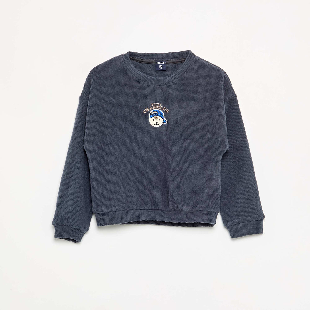 2-piece Waffle Knit Pyjamas - Sweatshirt + Trousers BLUE